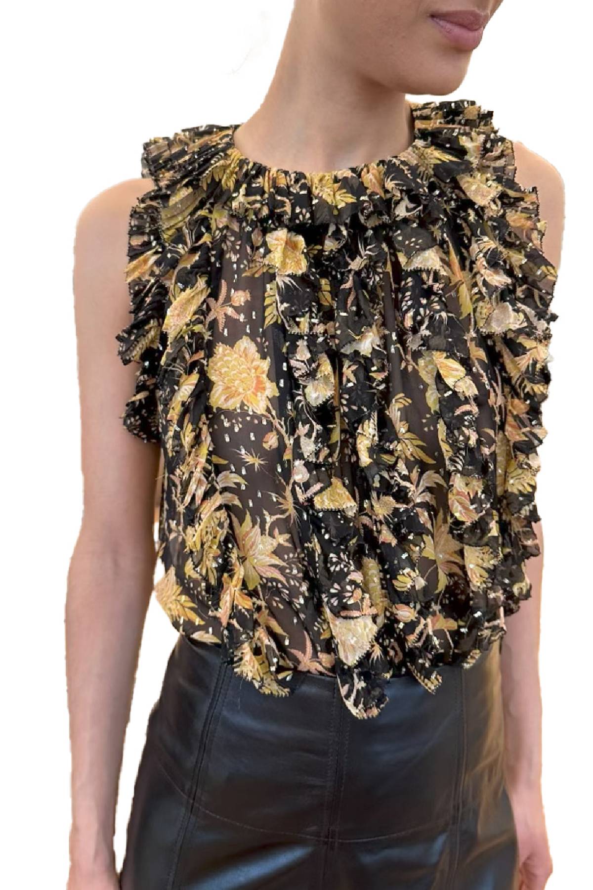 Ulla Johnson Sabra Sleeveless Cascading Ruffle Top