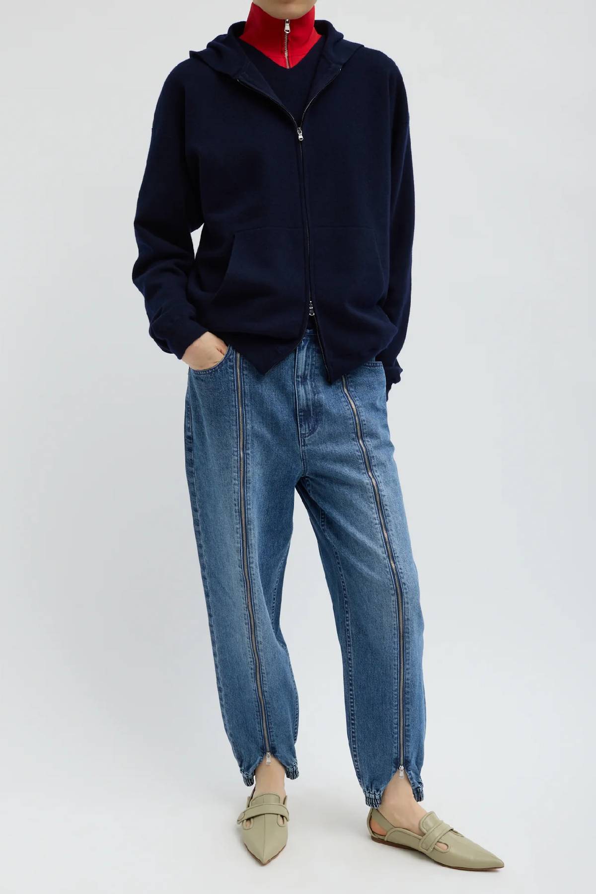 Tibi Zippered Denim Jogger