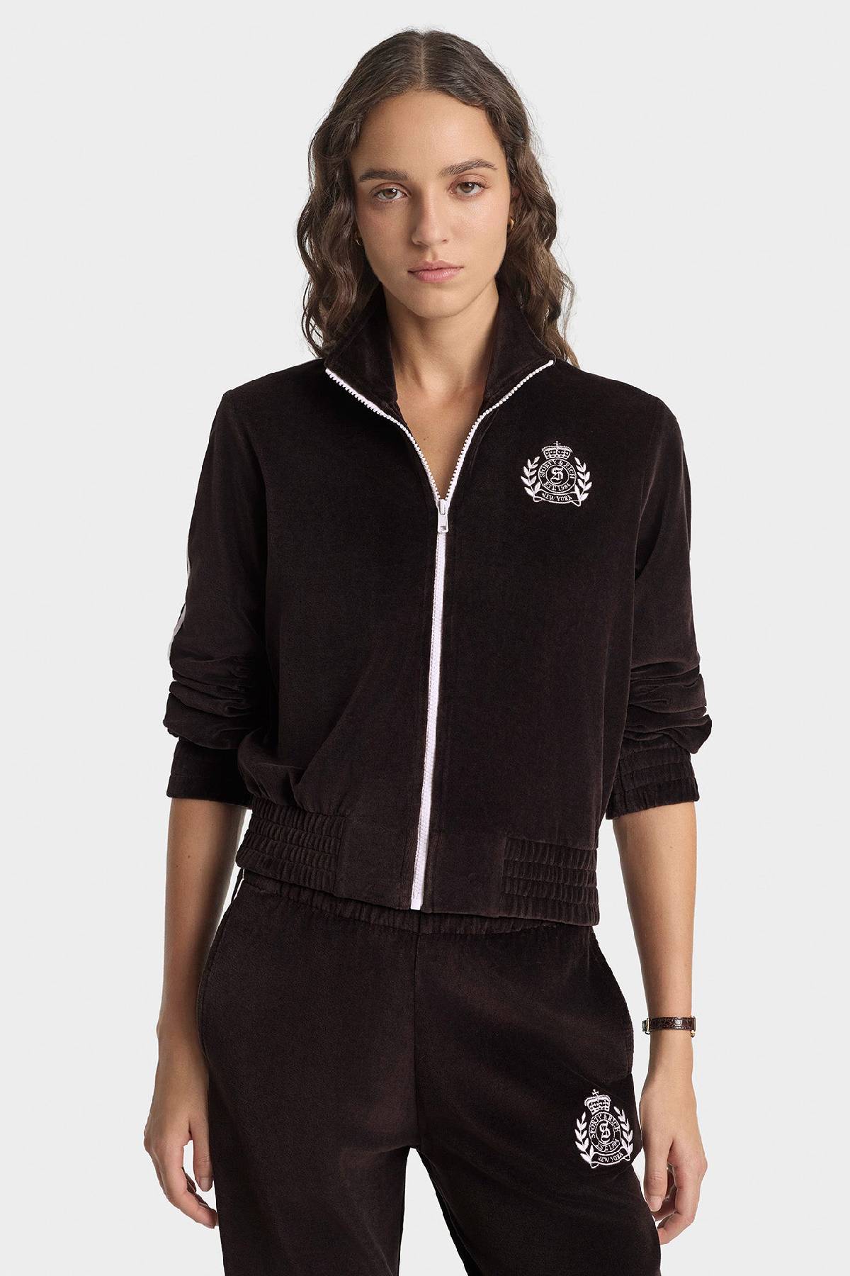 Sporty & Rich NY Crest Elio Velour Track Jacket