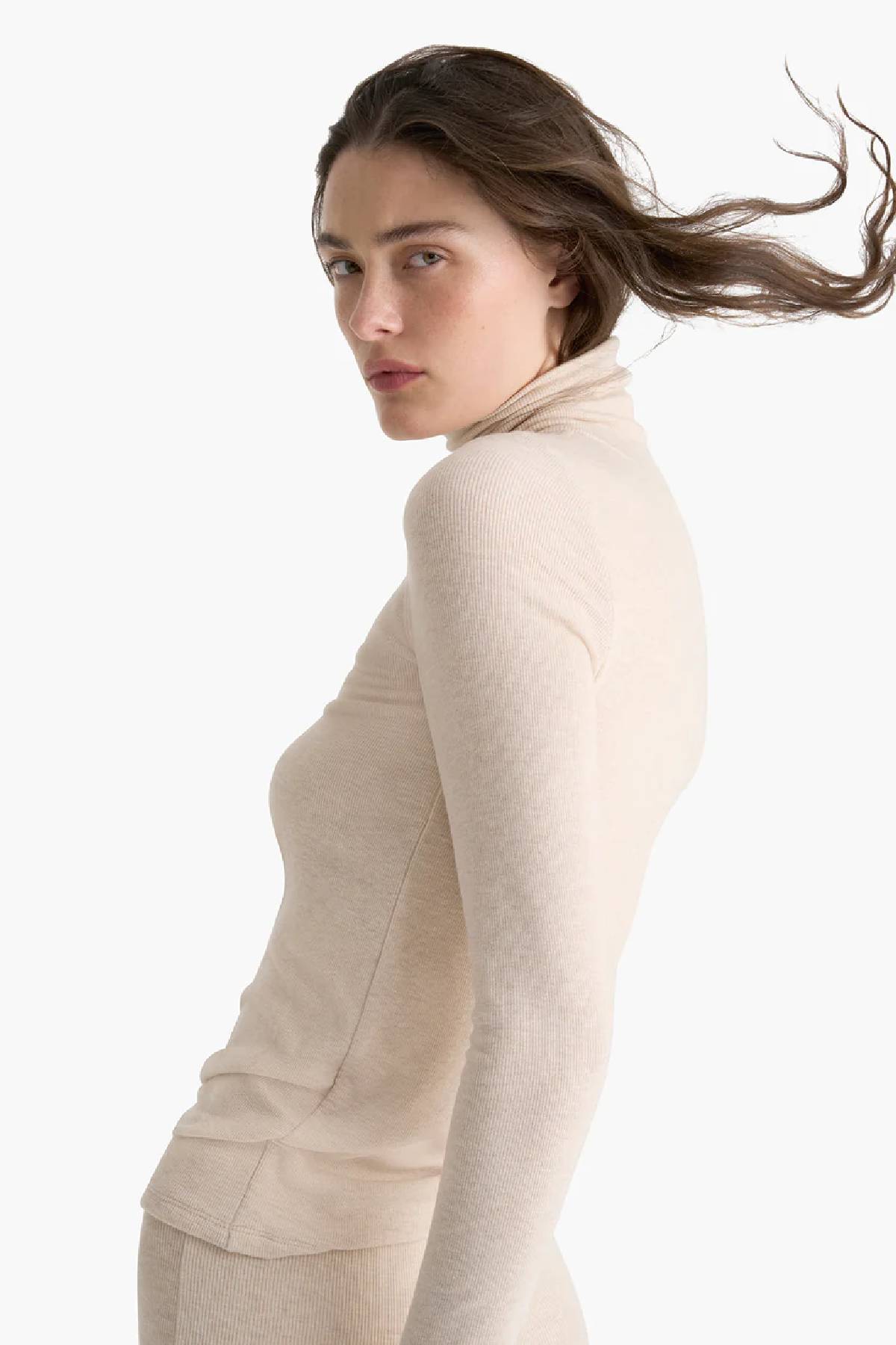 ATM Heathered Modal Rib Turtleneck