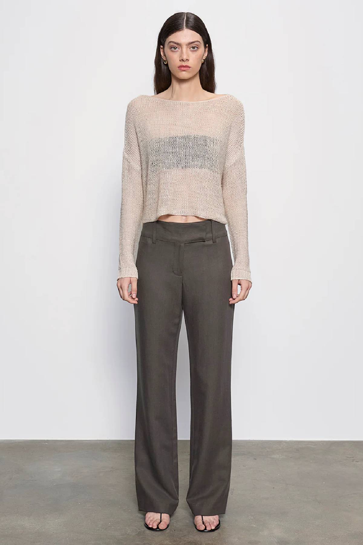 Enza Costa Linen Open Knit Bateau Sweater