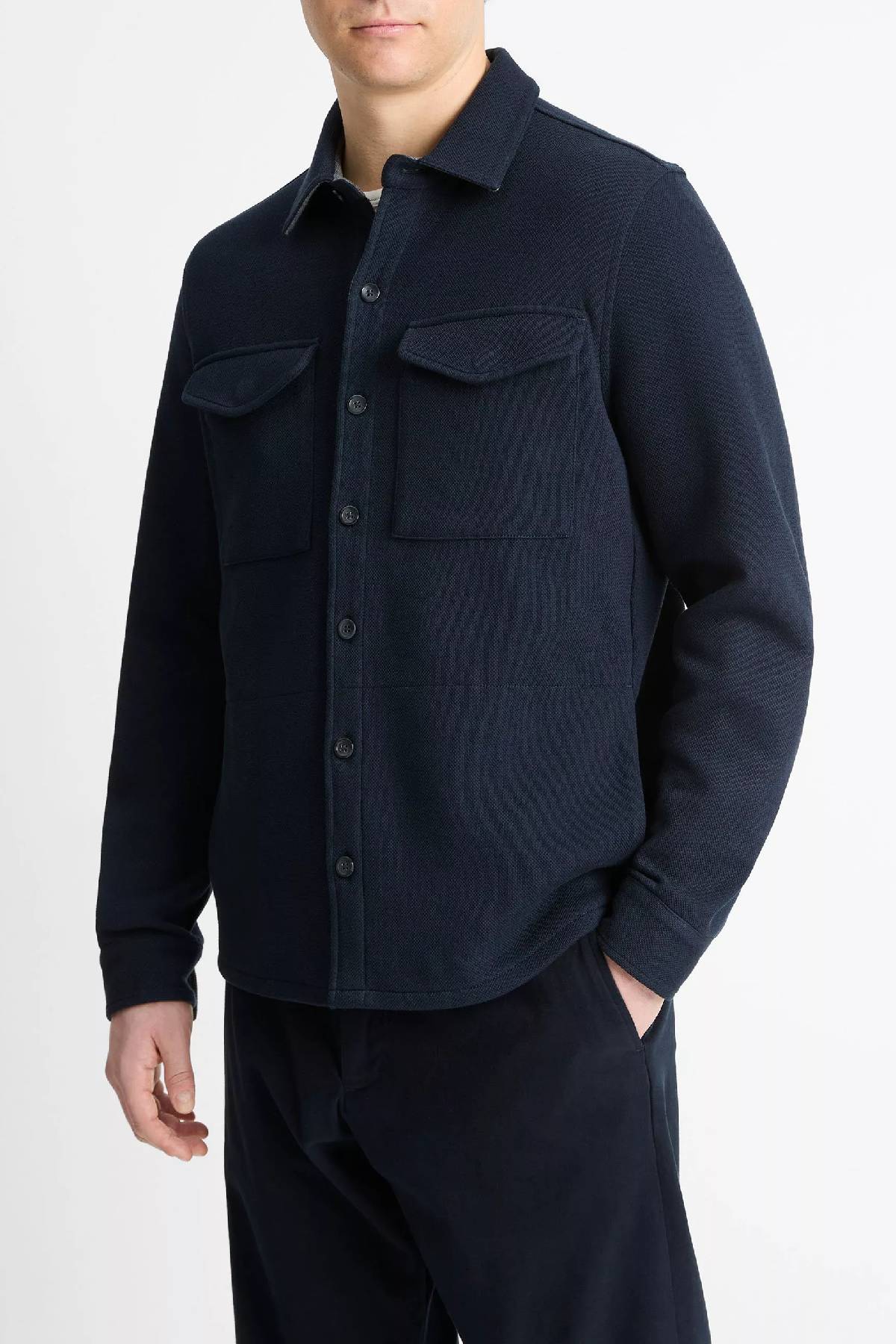 Vince Men's Double Knit Cotton Blend Piqué Shirt Jacket