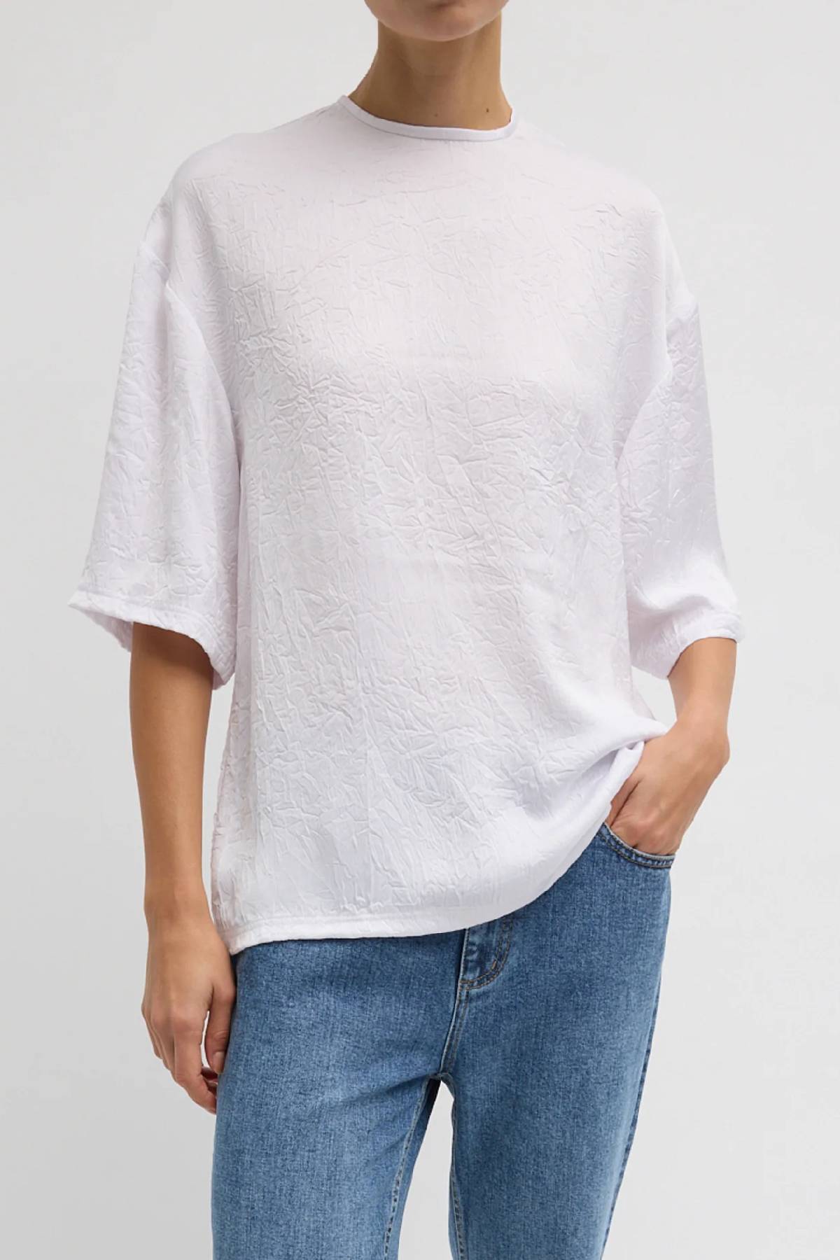 Tibi Crinkle Shirting Easy T-Shirt