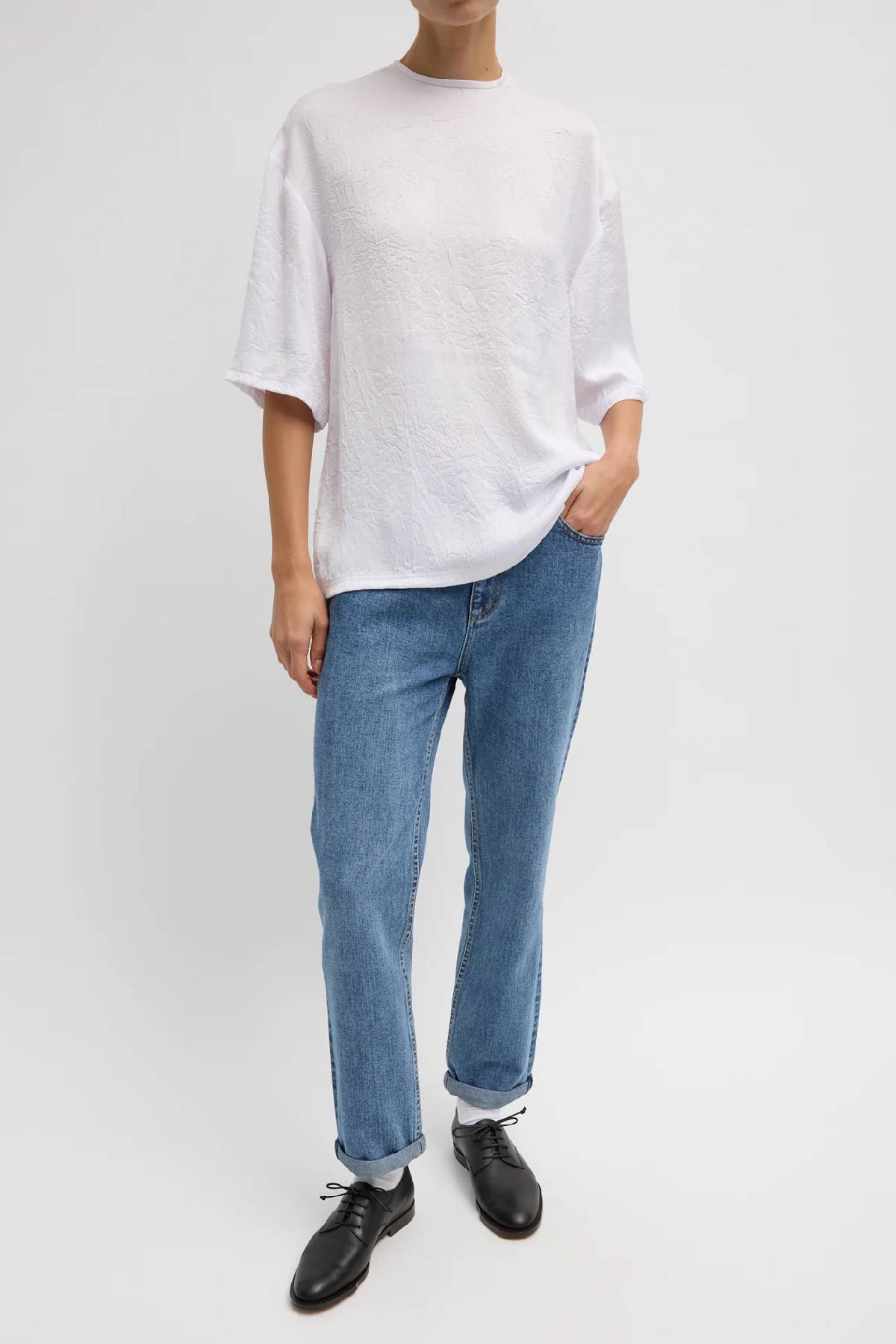 Tibi Crinkle Shirting Easy T-Shirt