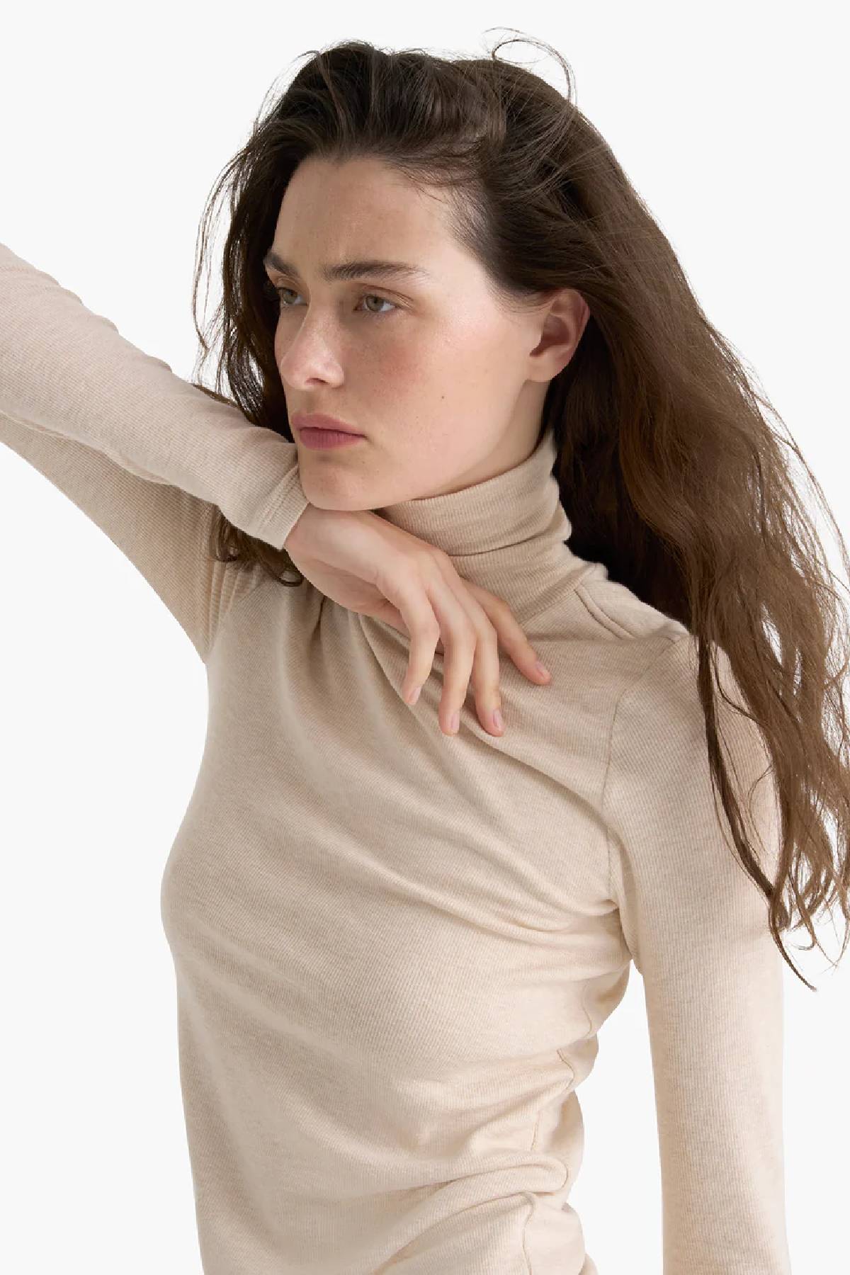 ATM Heathered Modal Rib Turtleneck
