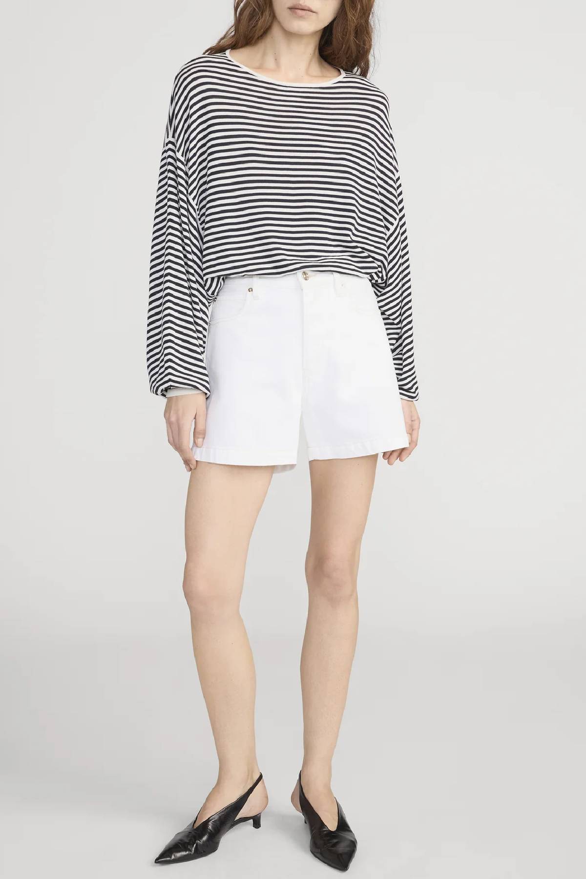 Frame The Striped Slouchy Sweater - Cream Multi