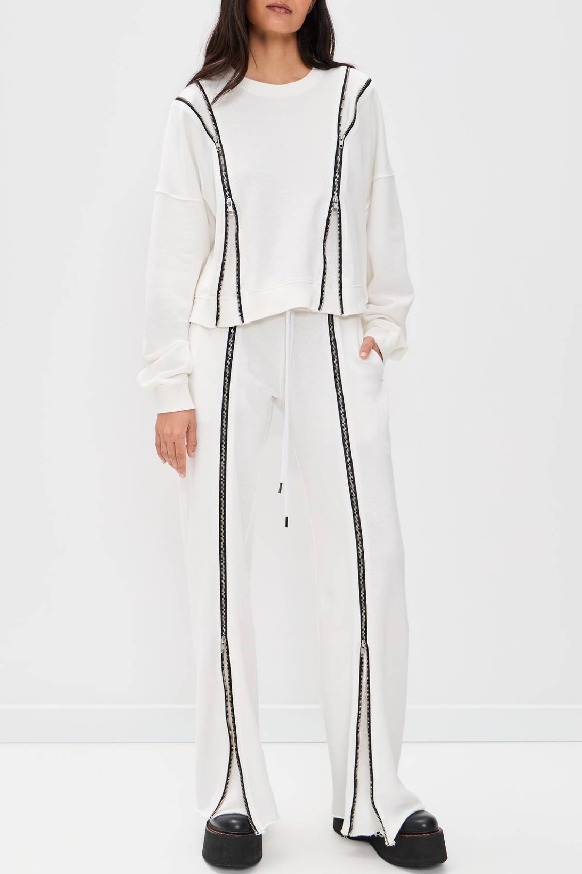 R13 Zippered Crewneck Top