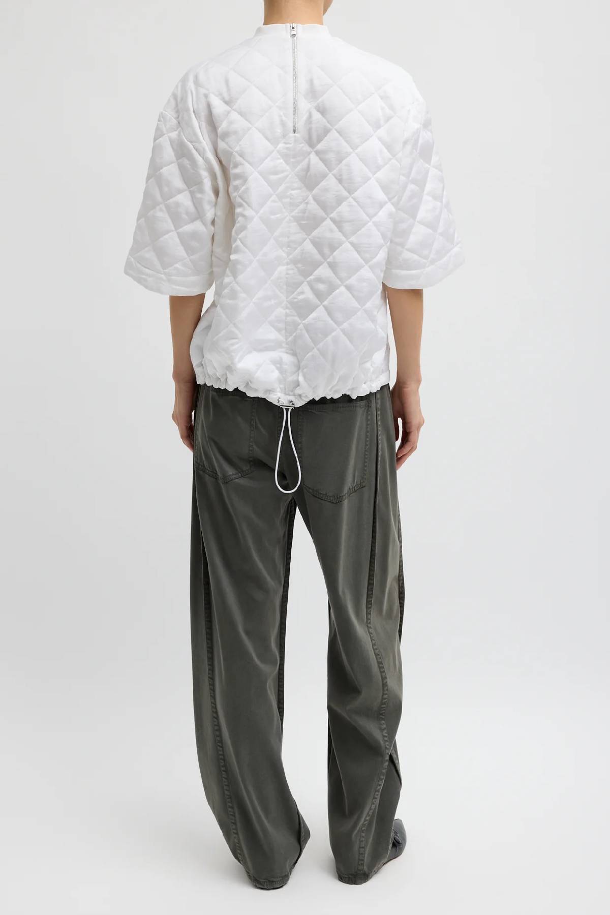 Tibi Garment Dyed Stretch Twill Tuck Pant