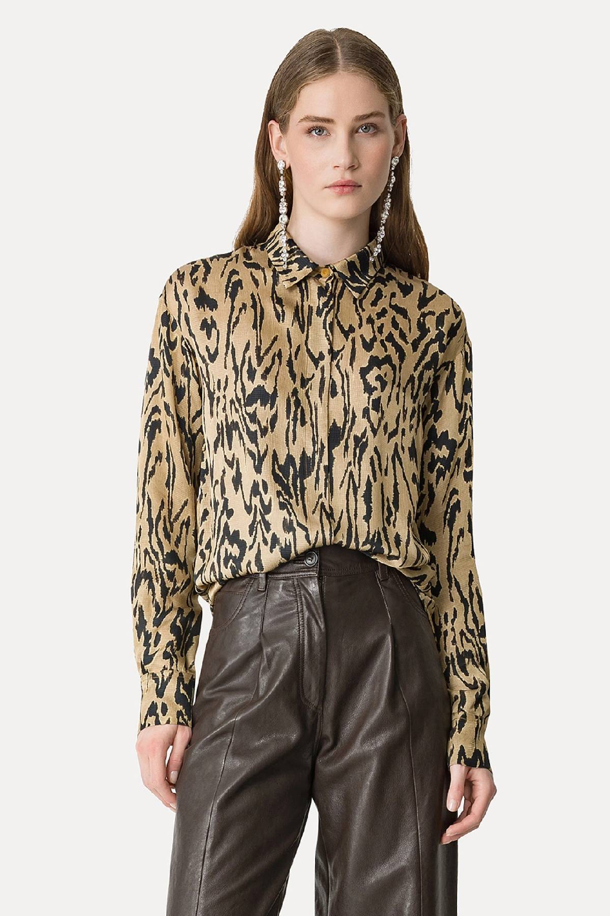 Forte Forte "Moiré" Print Satin Oversized Shirt