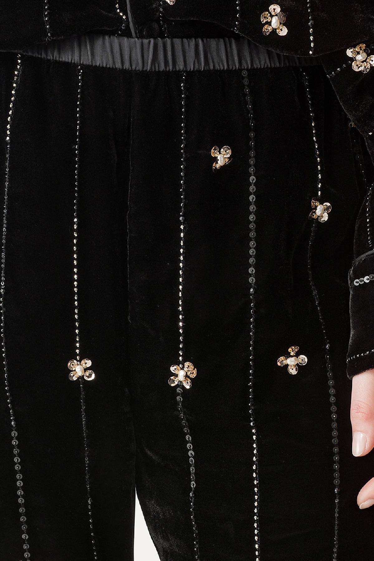 Forte Forte Pantalones acampanados de terciopelo con bordado "Petites Etoiles"