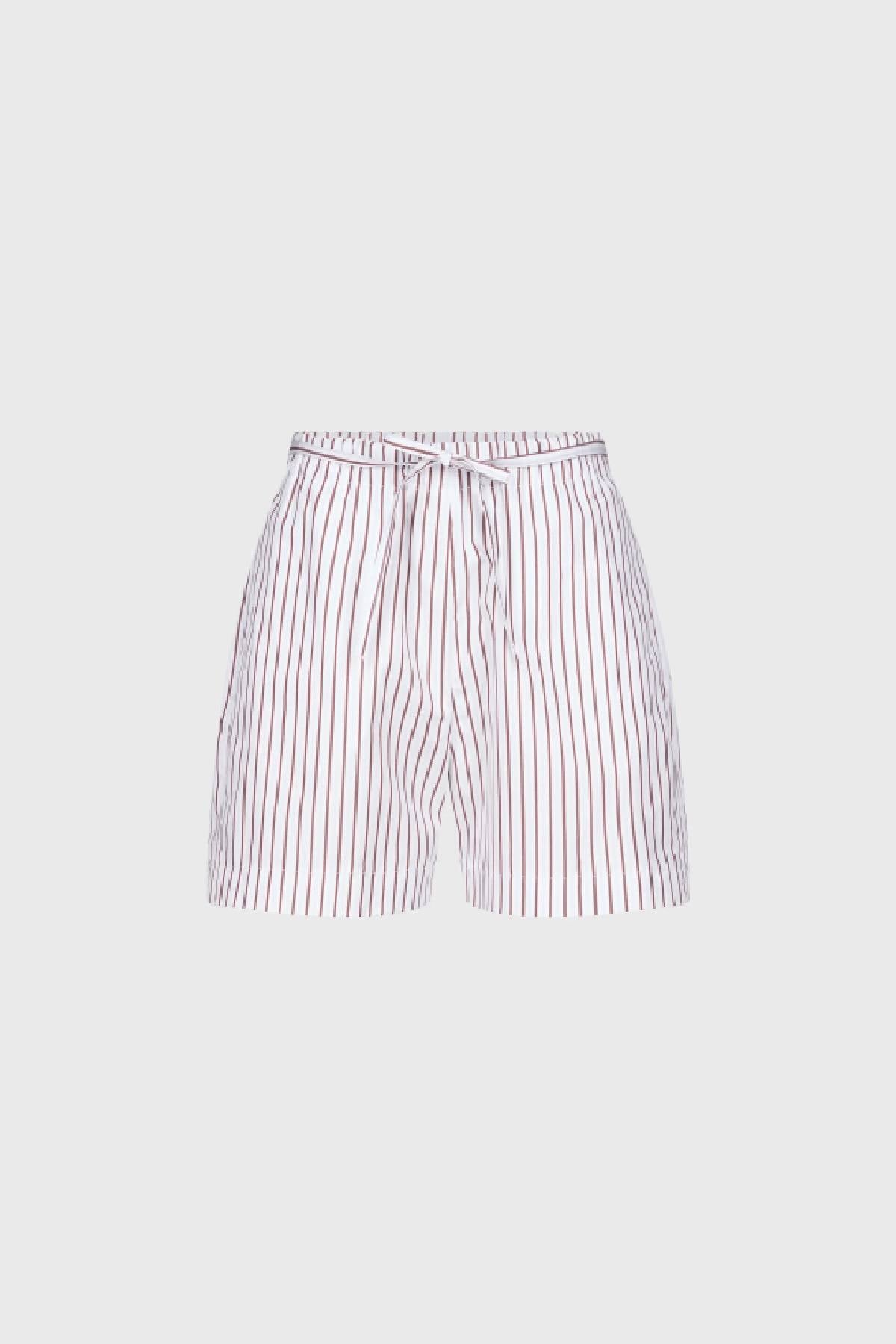Loulou de Saison Lory Drawstring Shorts - Dark Red/ Light Blue