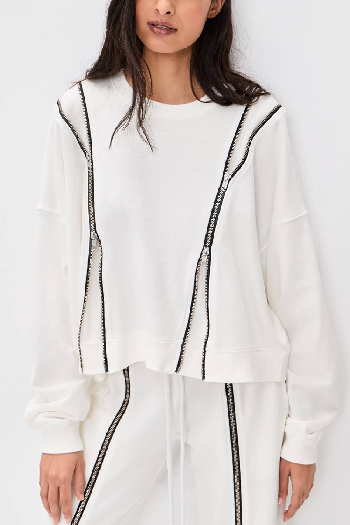 R13 Zippered Crewneck Top