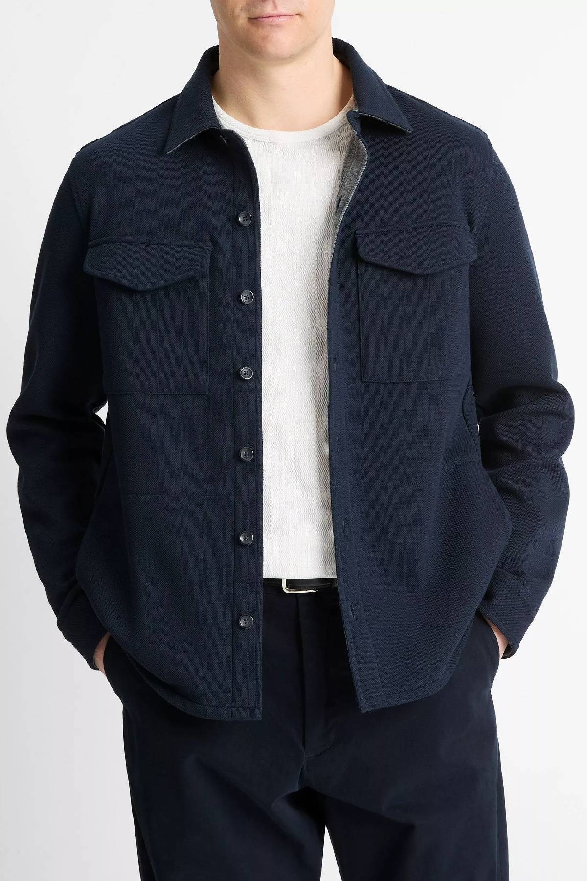 Vince Men's Double Knit Cotton Blend Piqué Shirt Jacket