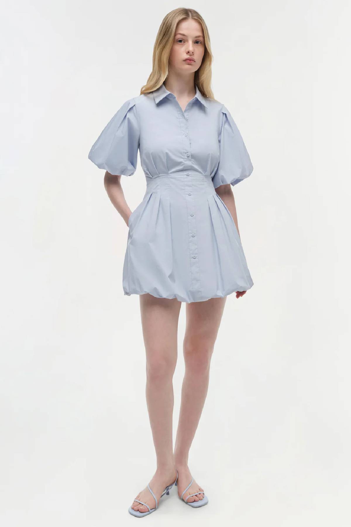 Simkhai Cleo Balloon Pintuck Mini Dress