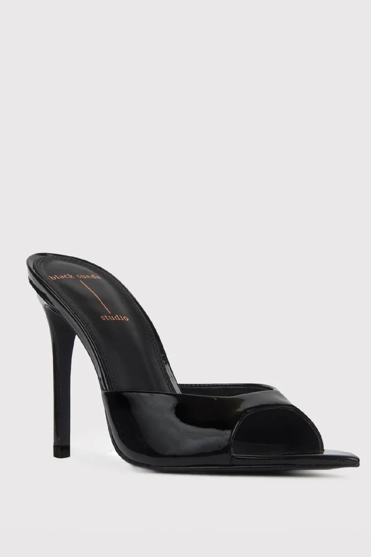 Black Suede Studio Brea High Heel Slip On Sandal