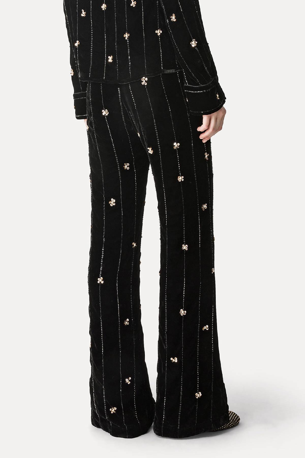 Forte Forte "Petites Etoiles" Embroidery Velvet Flare Pants