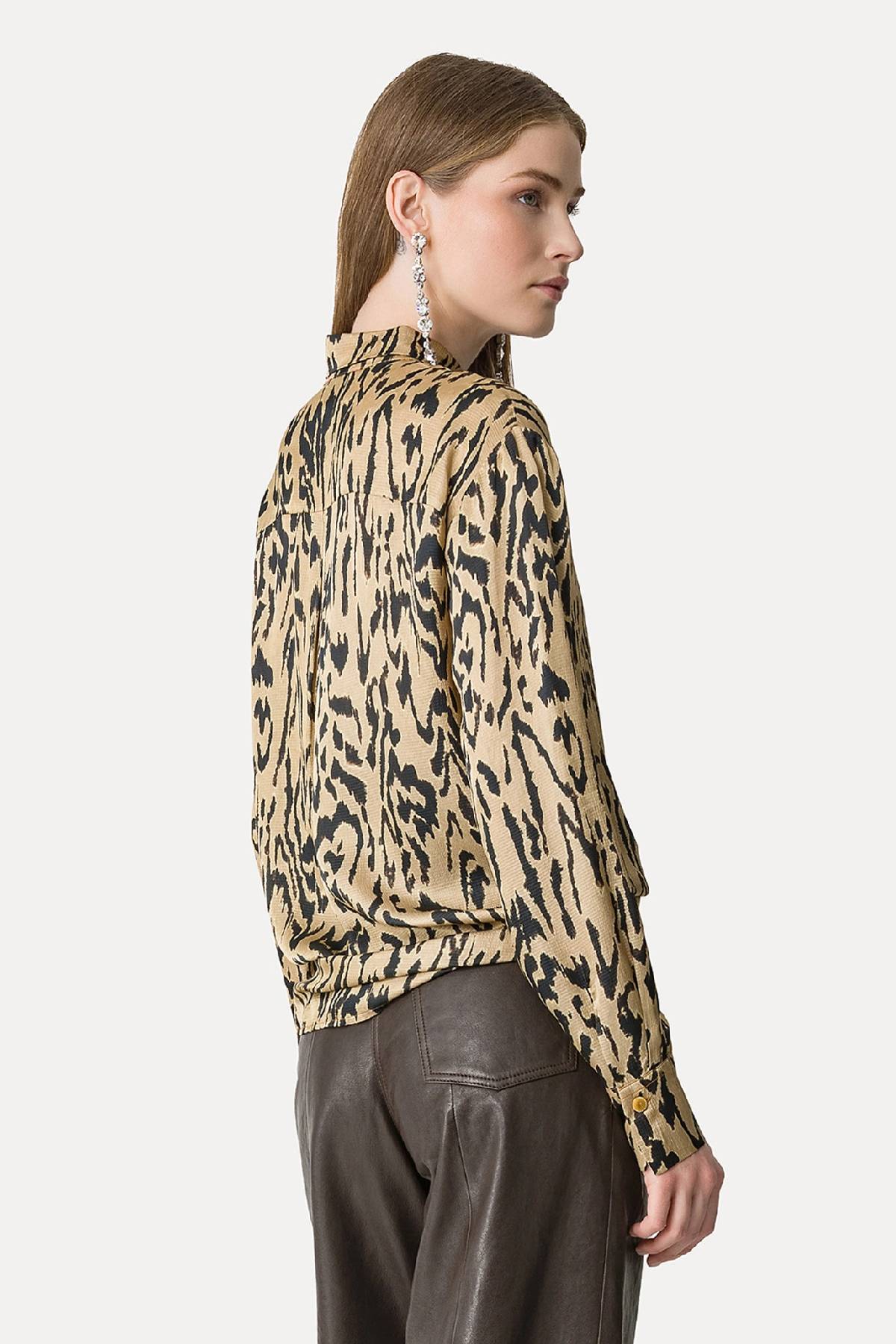 Camisa extragrande de satén con estampado "Moiree" de Forte Forte