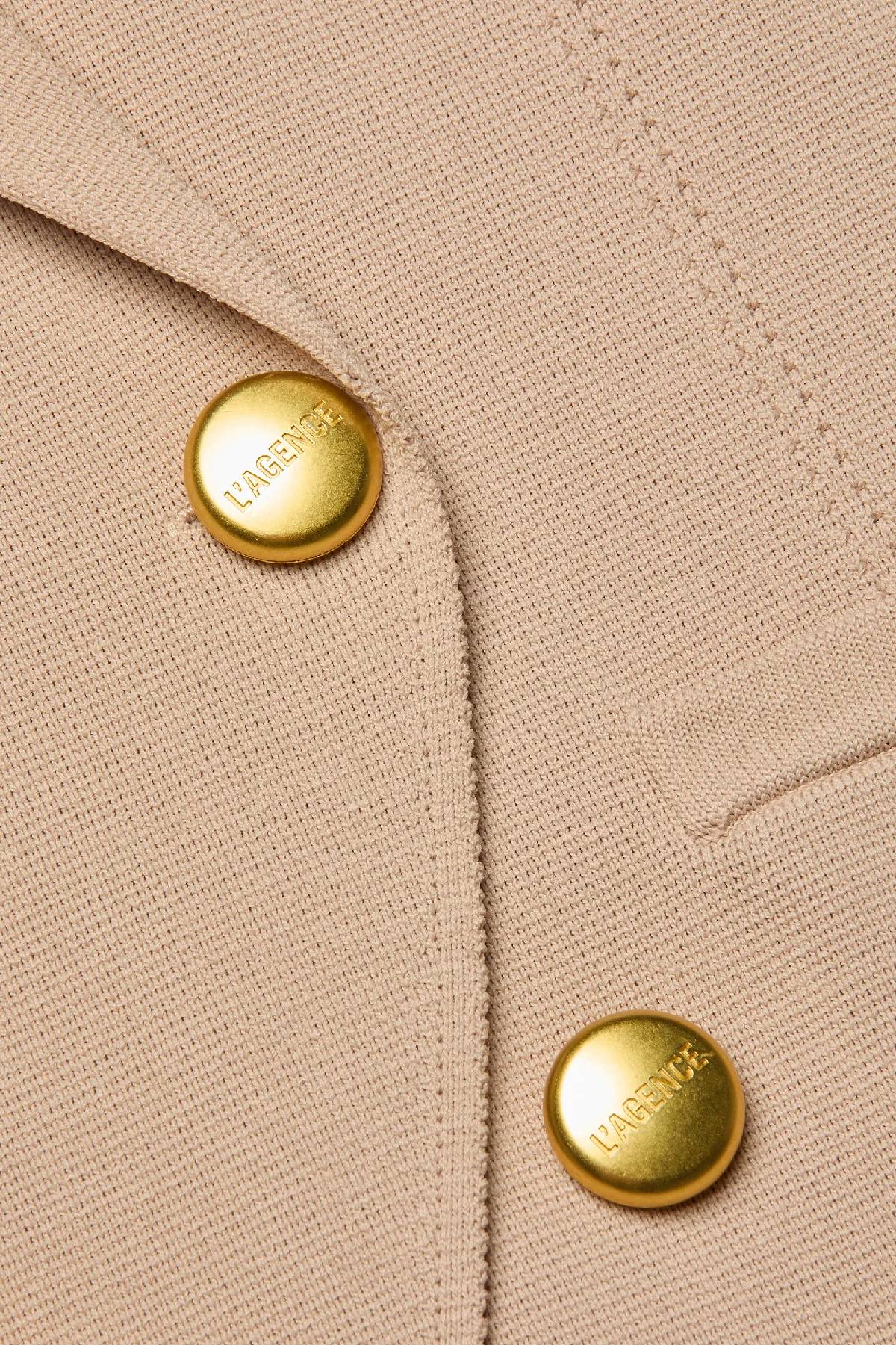 L’AGENCE Amelia Knit Blazer - Light Cappuccino/ Gold