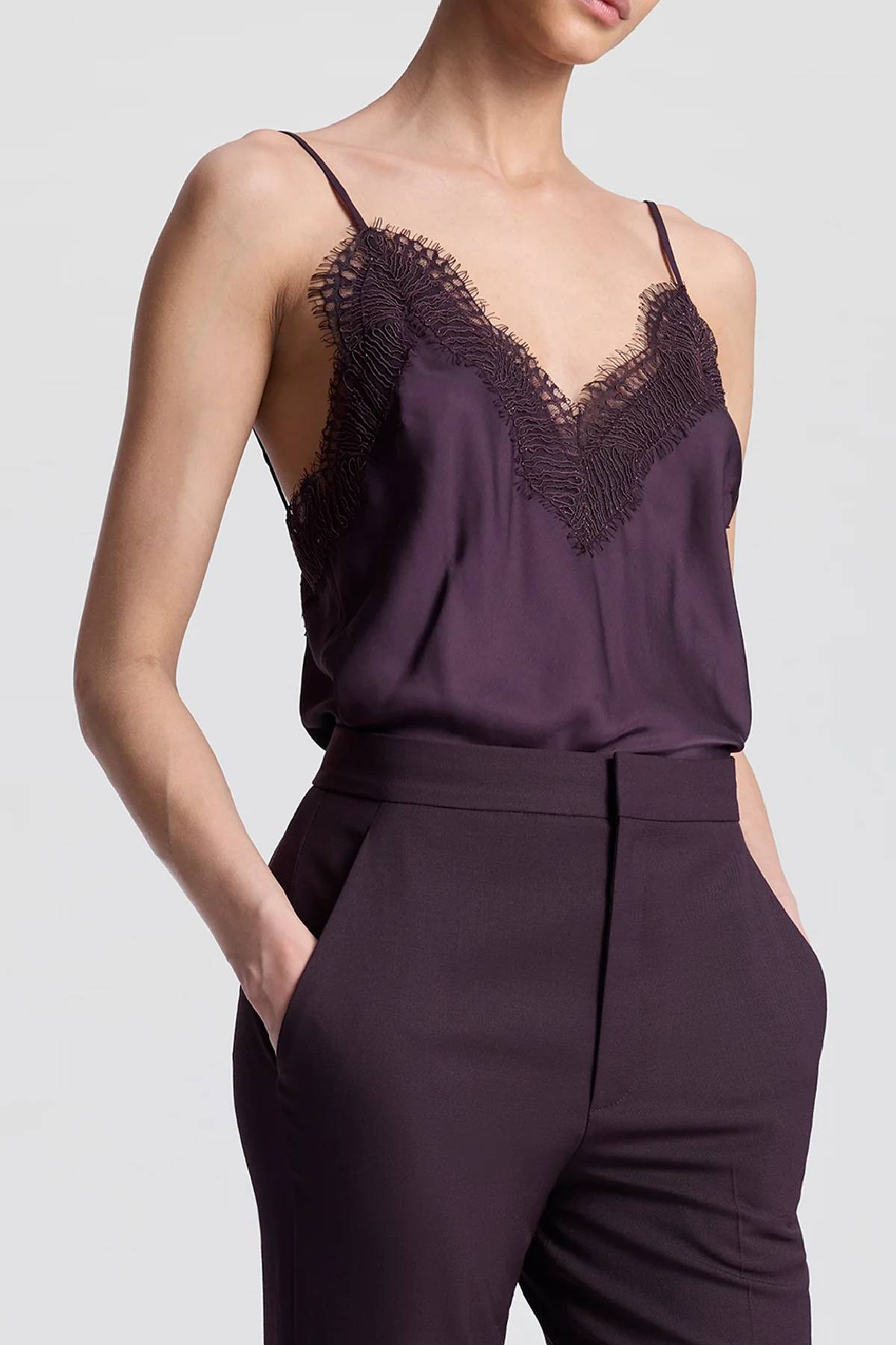 A.L.C. Presley Satin And Lace Camisole Top
