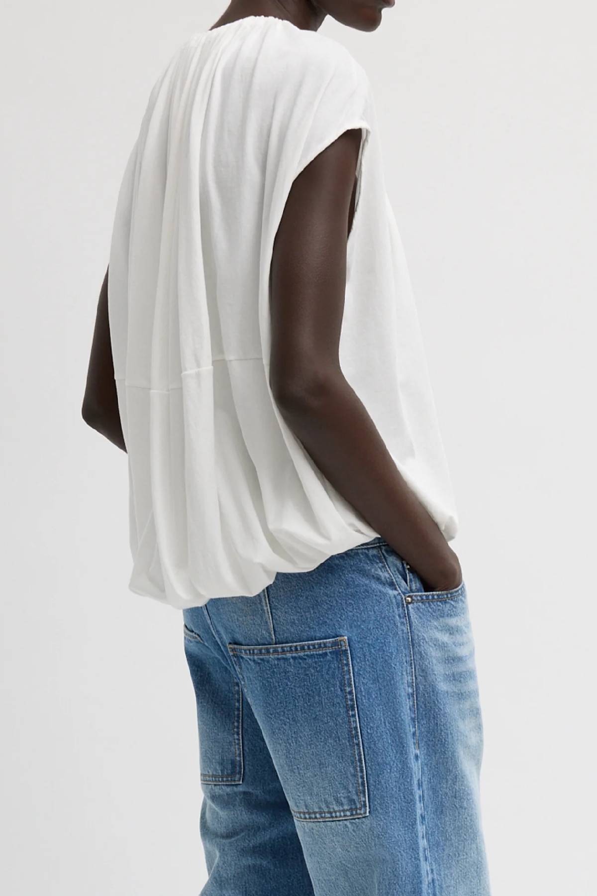 Tibi T-Shirt Program Shirred Neck Circular Top