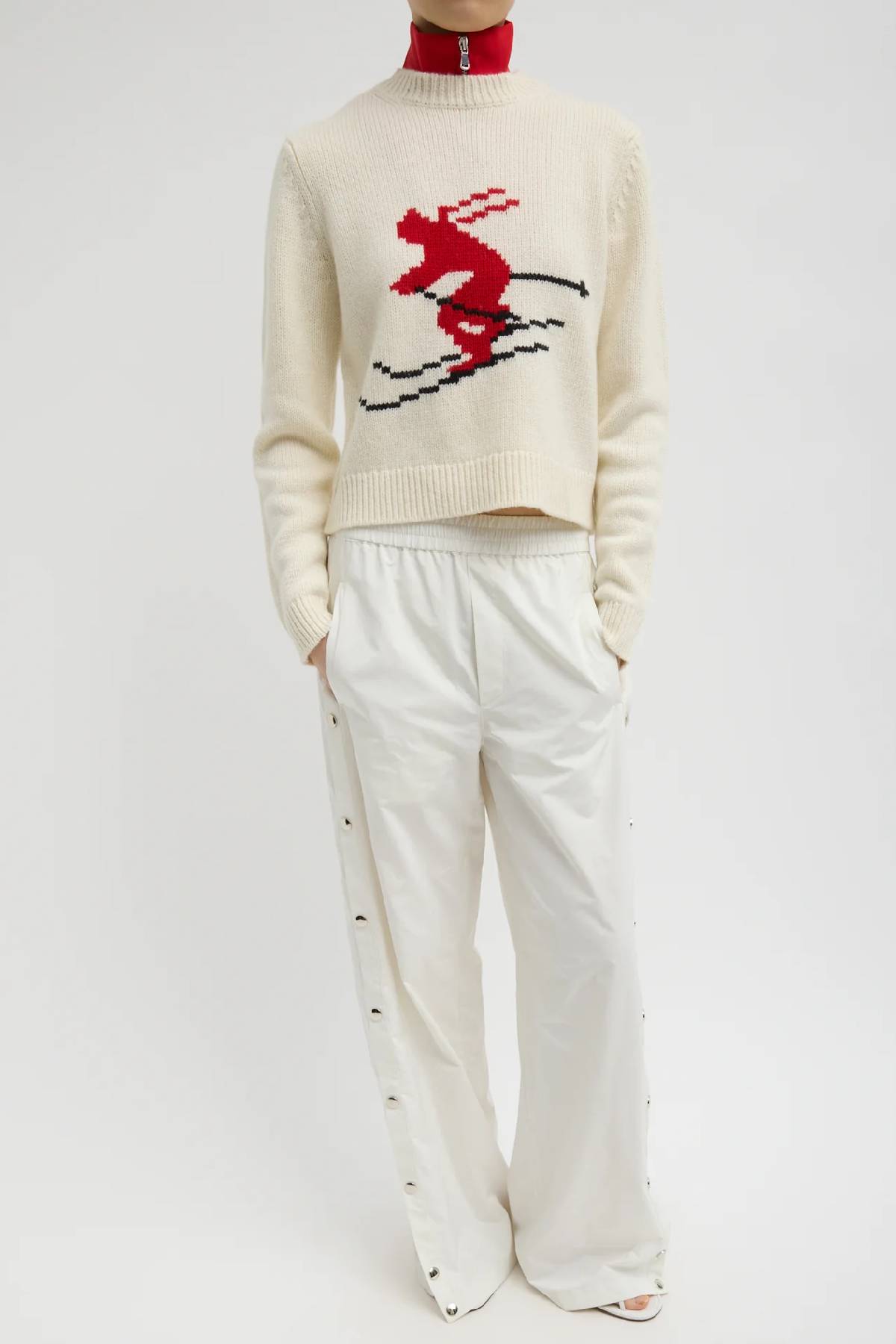 Tibi Soft Wool Ski Sweater Shrunken Sweater