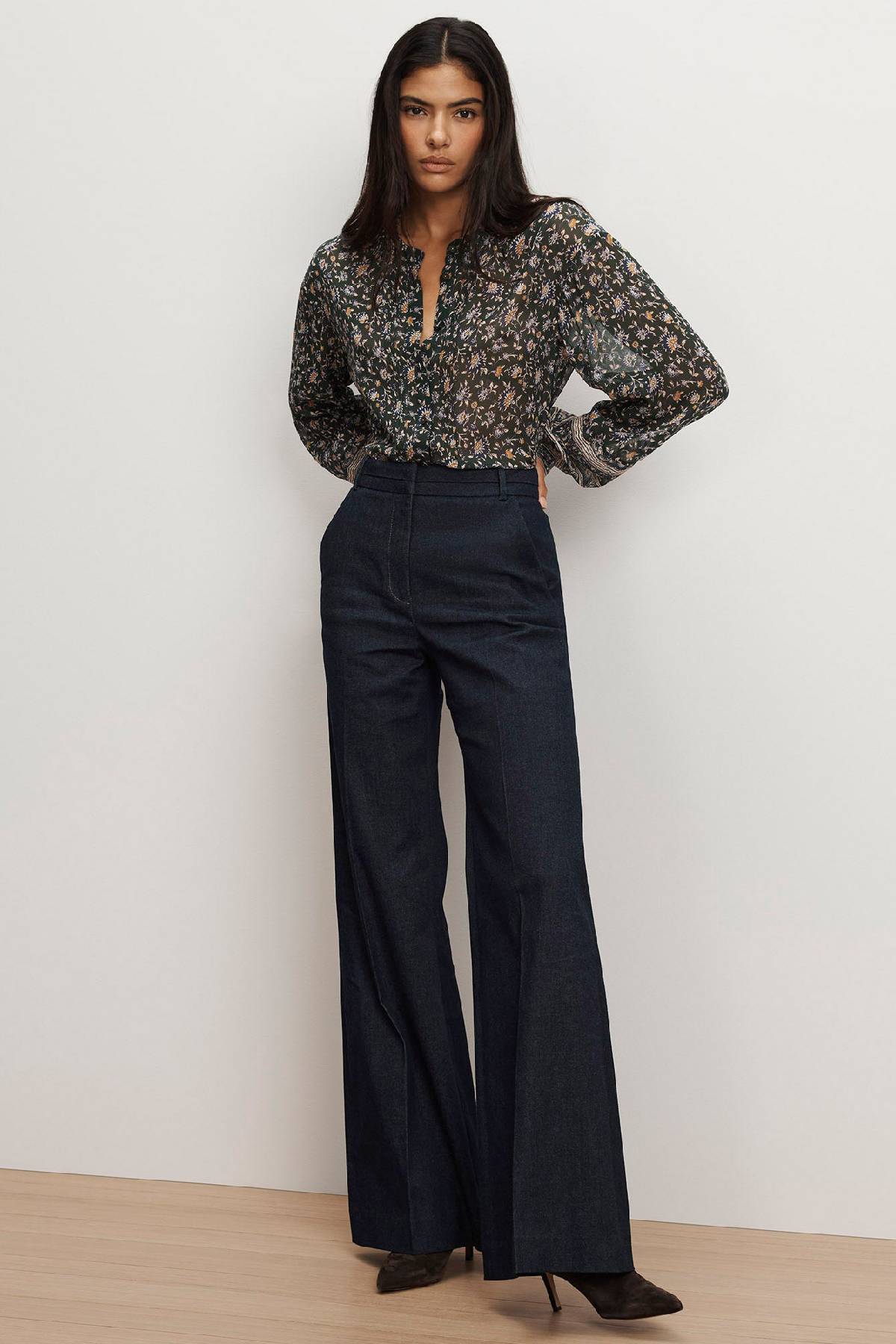 Veronica Beard Crue Wide Leg Denim Pant