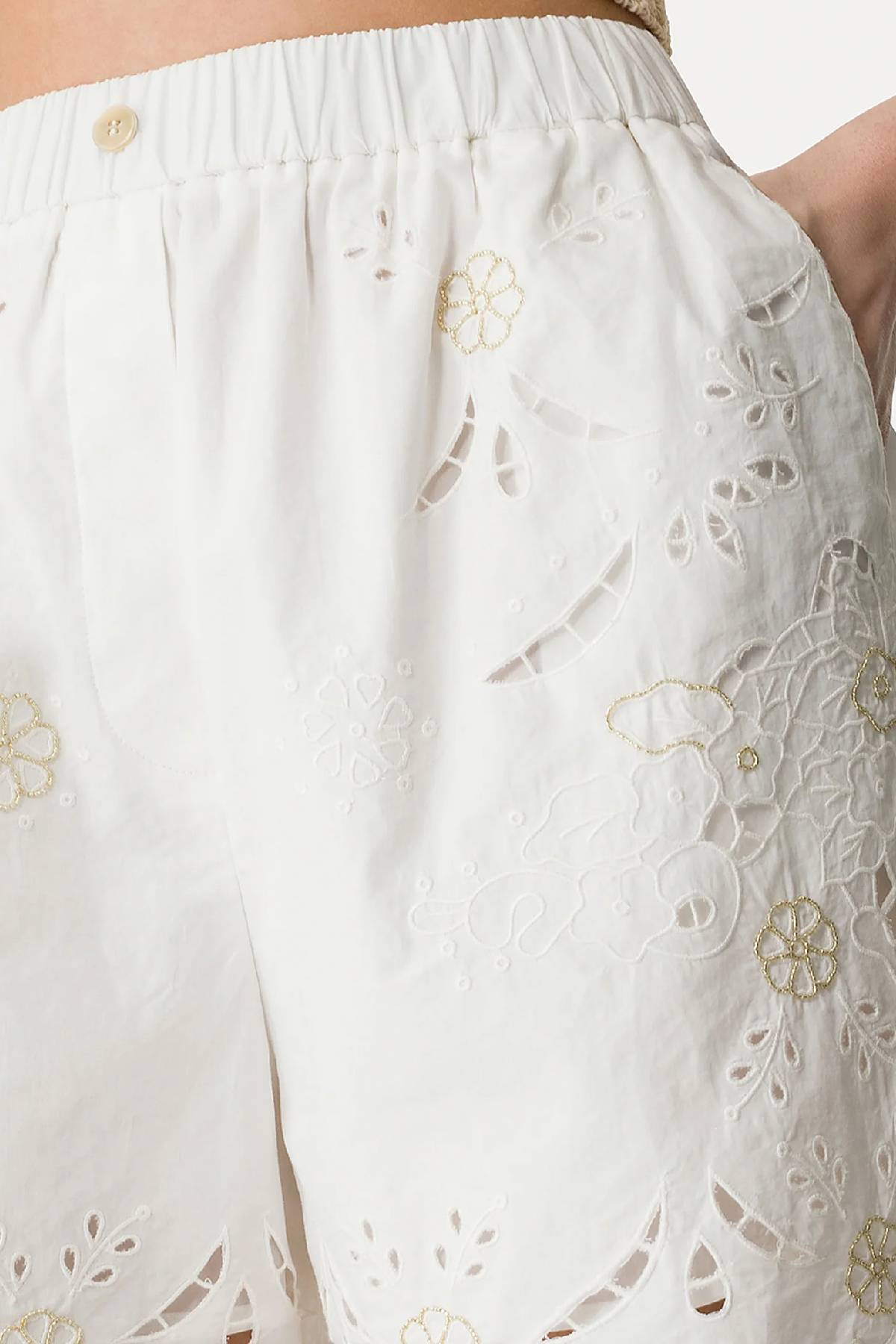 Forte Forte Poplin Shorts With “Lace And Glass” Embroidery