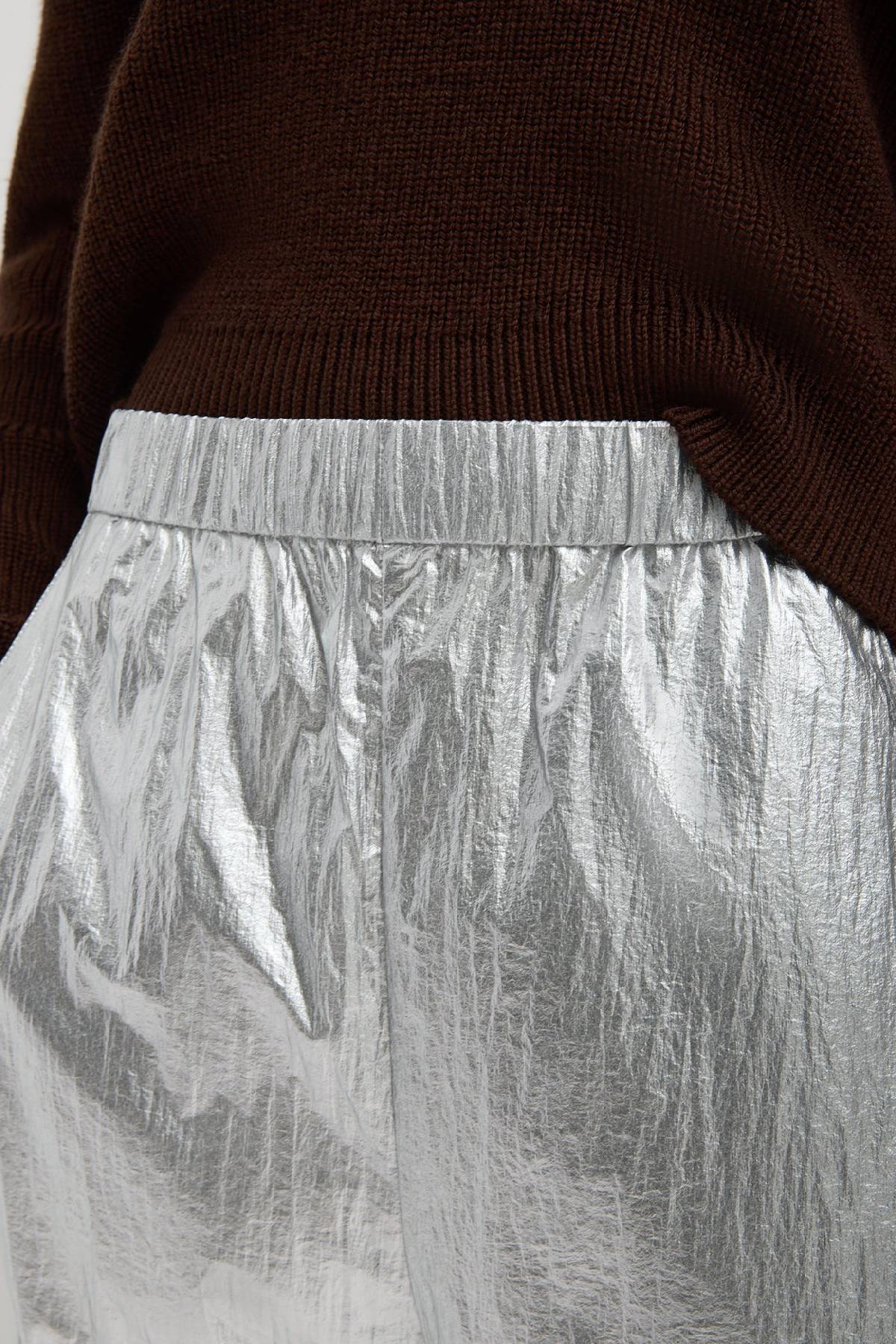 Tibi Silver Metallic Nylon Winslow Pant