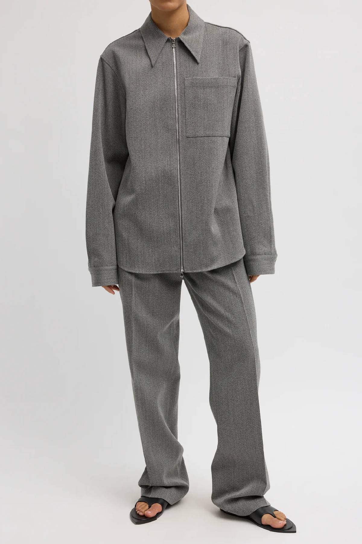 Tibi Structured Wool Zipper Jacket