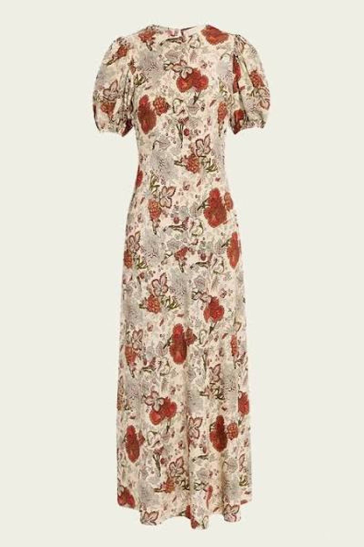 Vestido midi con mangas abullonadas Ines de Ulla Johnson