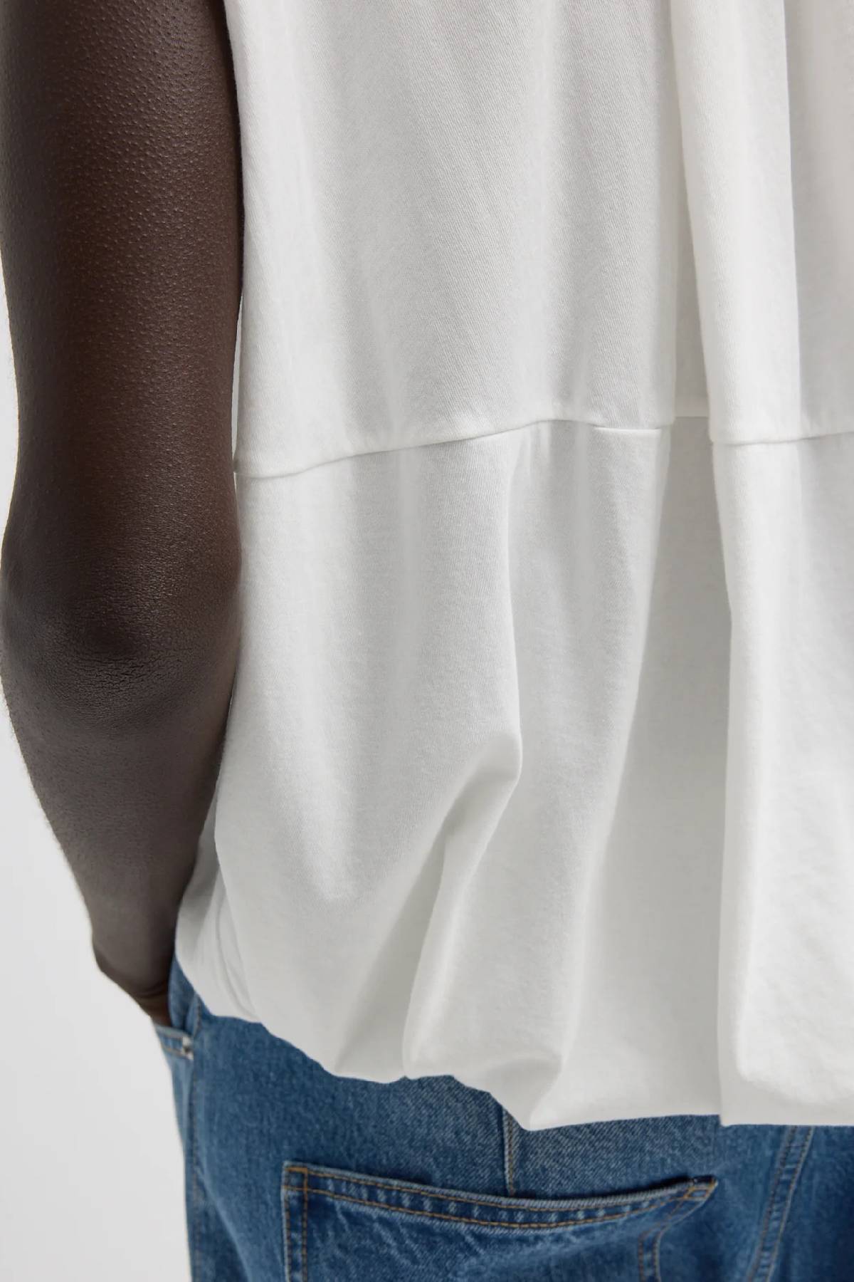 Tibi T-Shirt Program Shirred Neck Circular Top