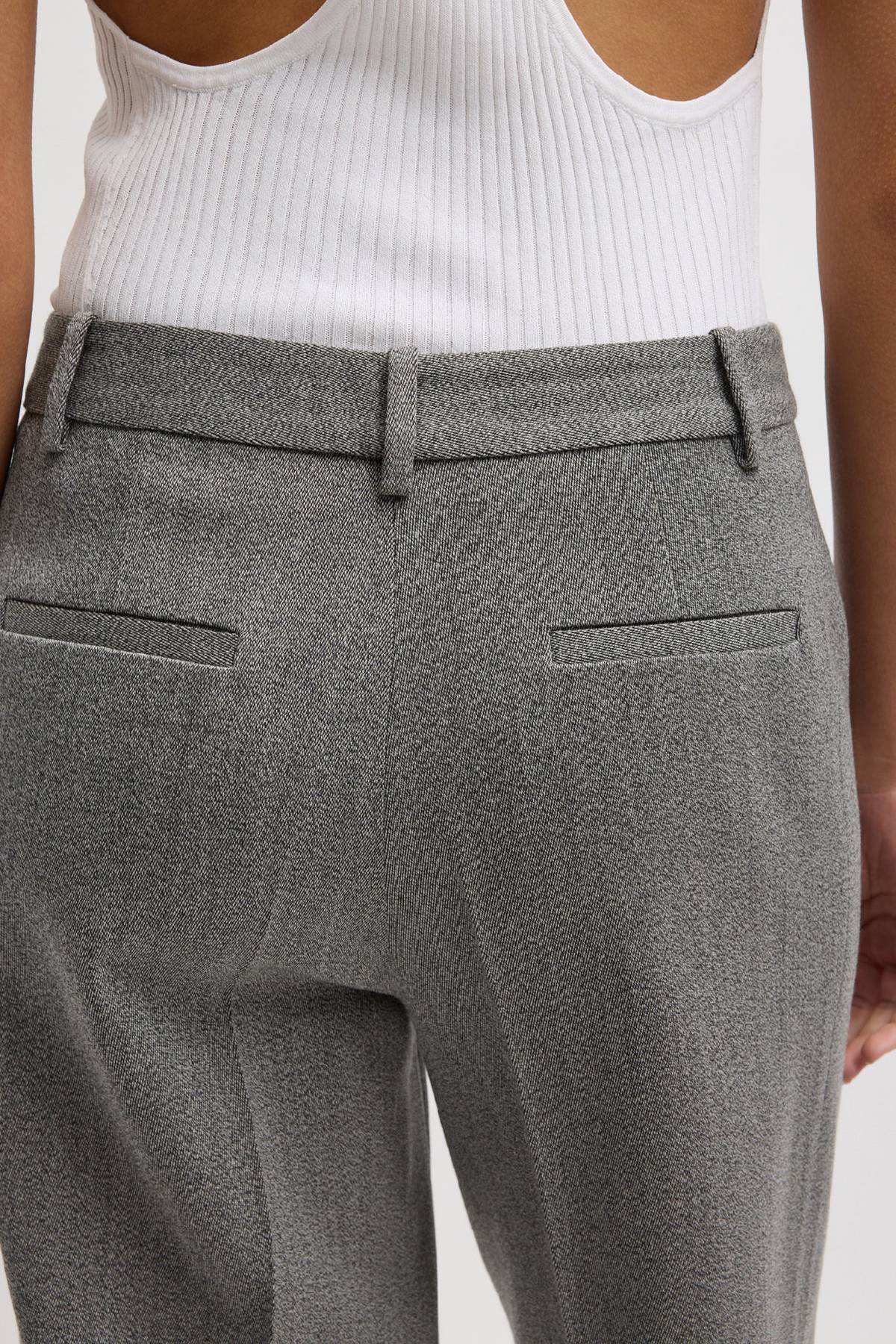 Tibi Structured Wool Zip Front Trouser - Grey Multi