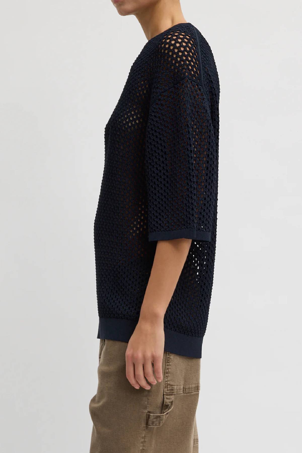 Tibi Crochet Netting Oversized Easy T-Shirt