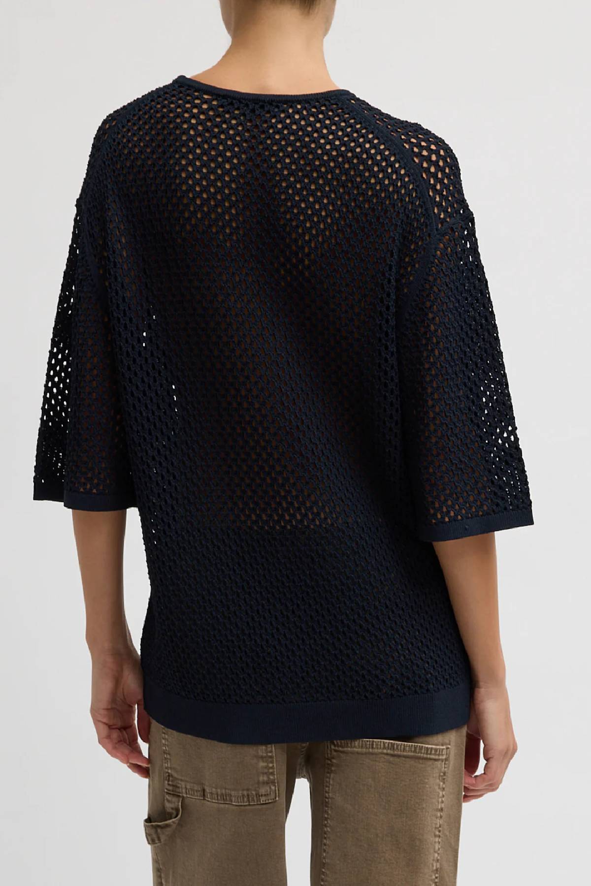 Tibi Crochet Netting Oversized Easy T-Shirt