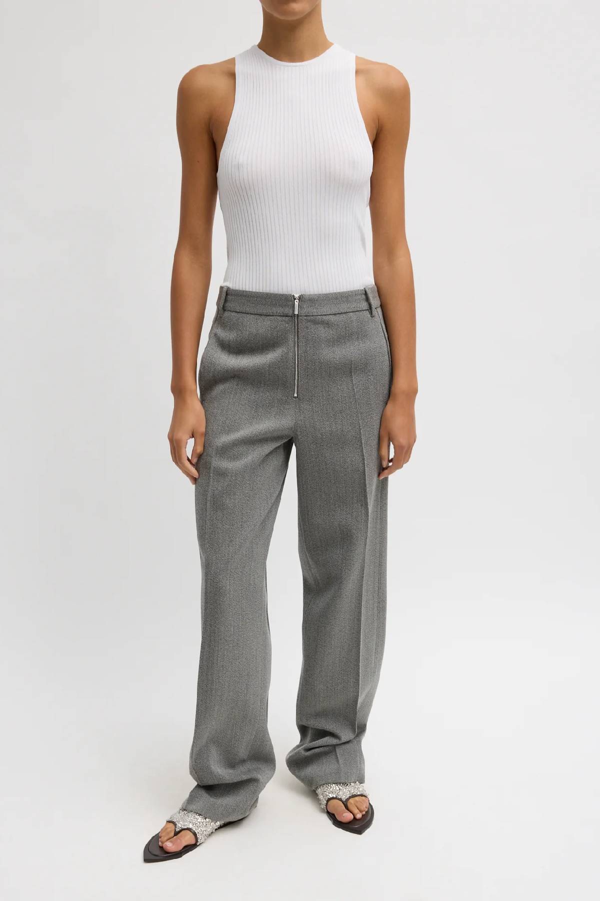 Tibi Structured Wool Zip Front Trouser