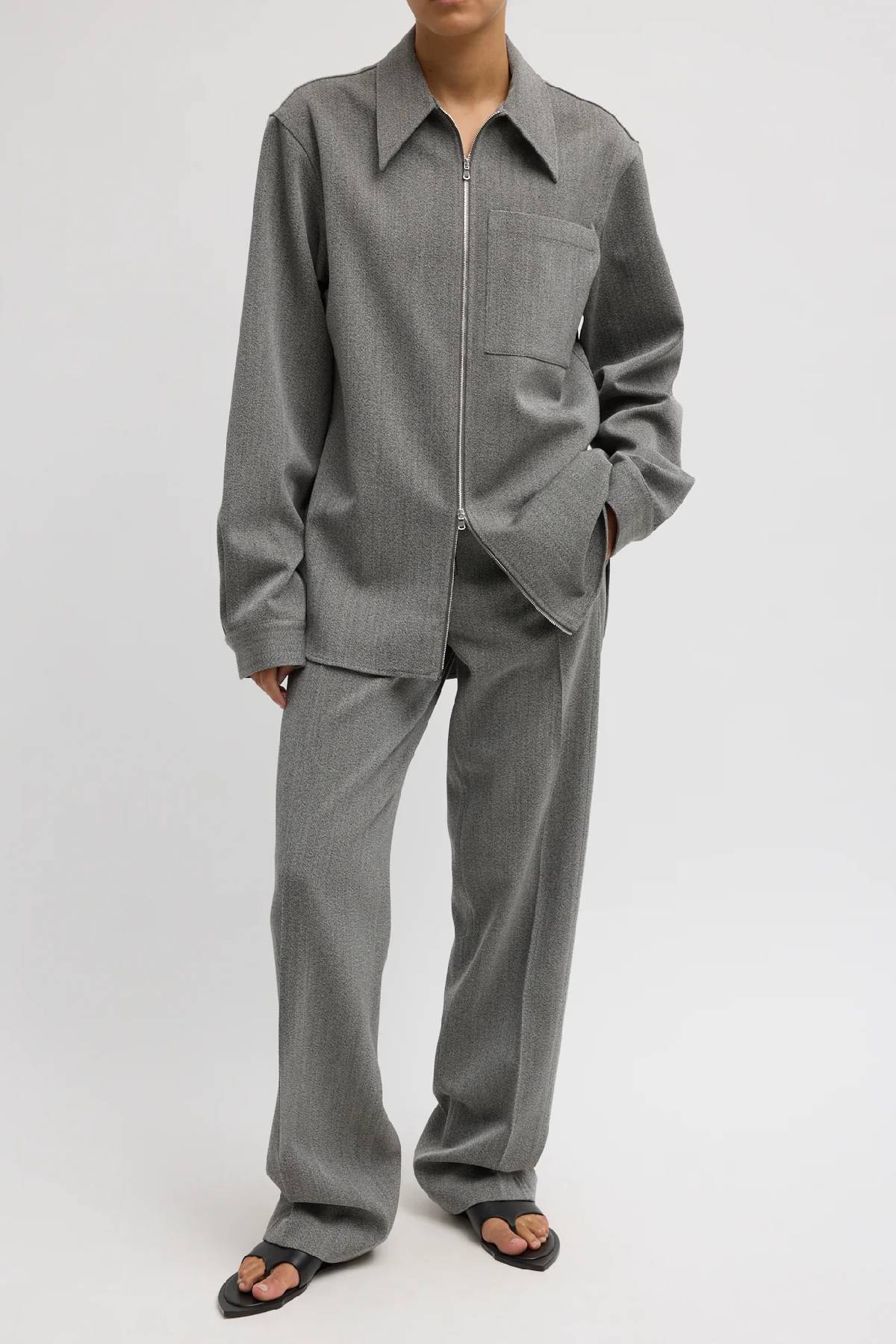 Tibi Structured Wool Zip Front Trouser