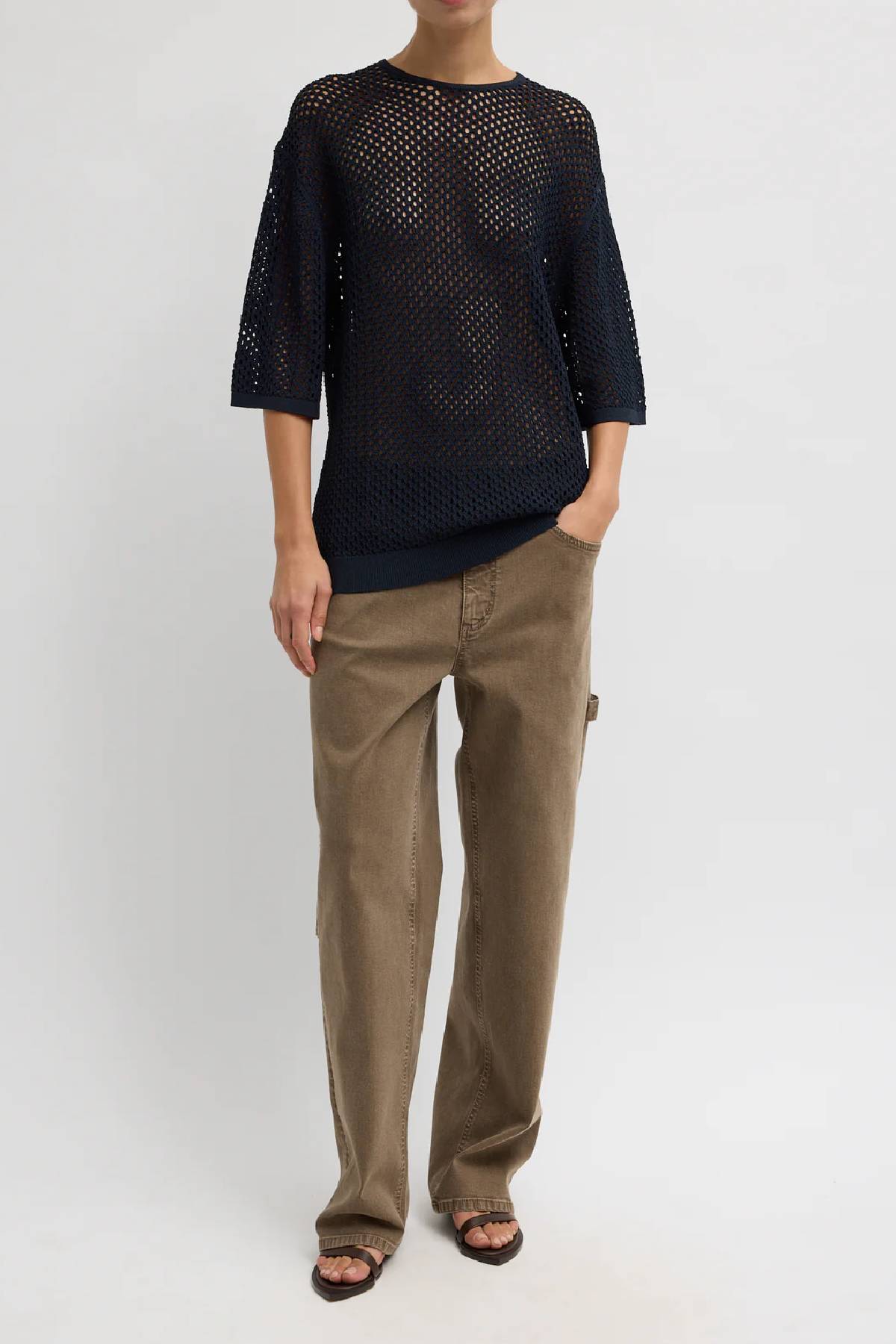 Tibi Crochet Netting Oversized Easy T-Shirt