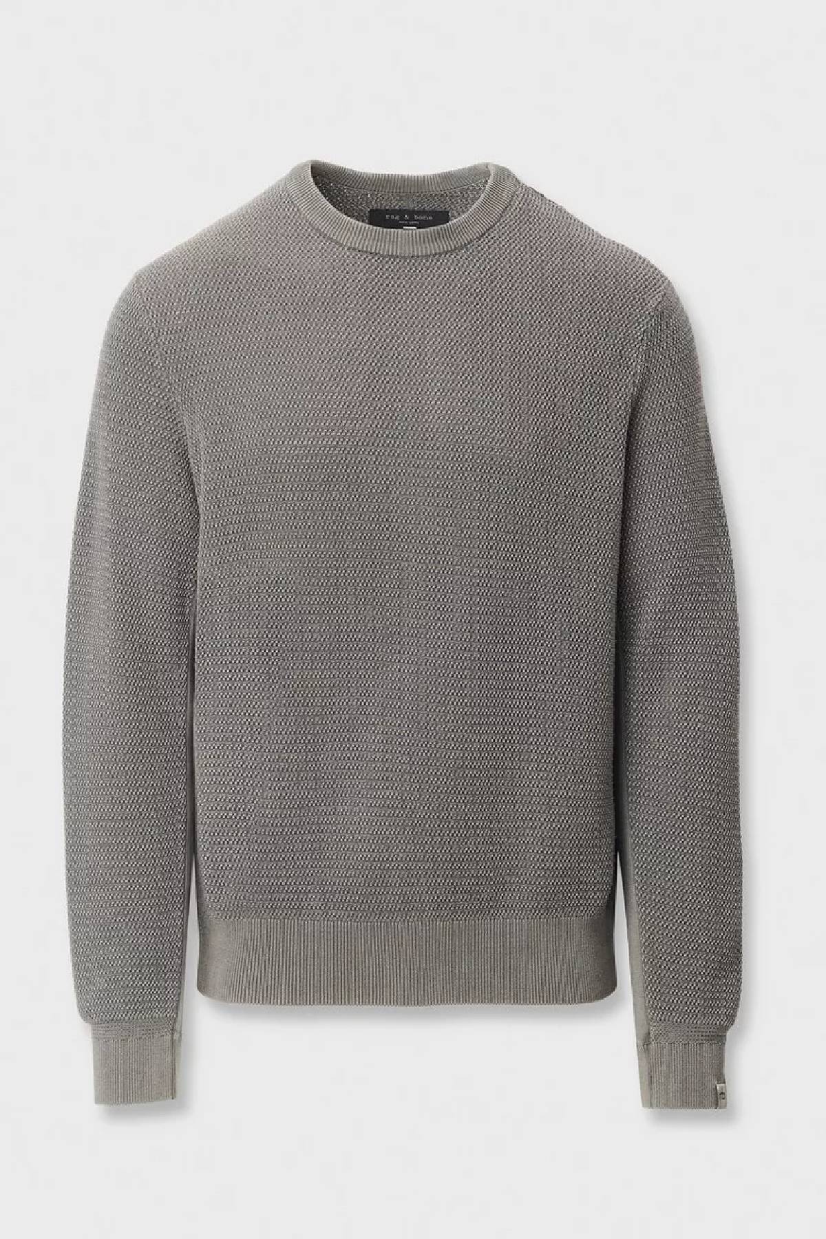 Rag & Bone Men's Caden Washed Crewneck Sweater - Charcoal Green
