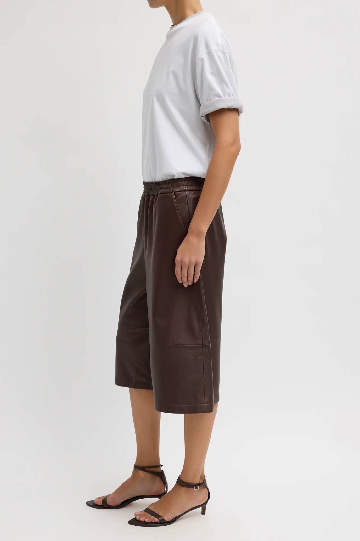 Tibi Leather Relaxed Long Short