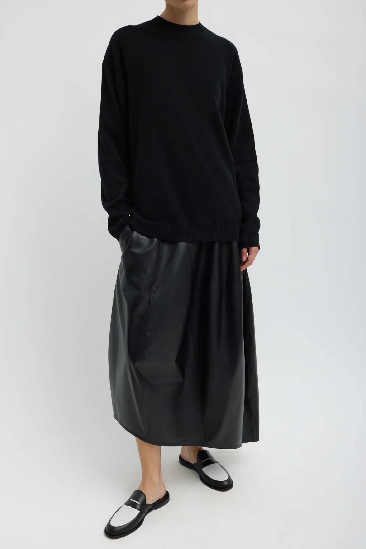 Tibi Leather Asymmetrical Ballon Skirt