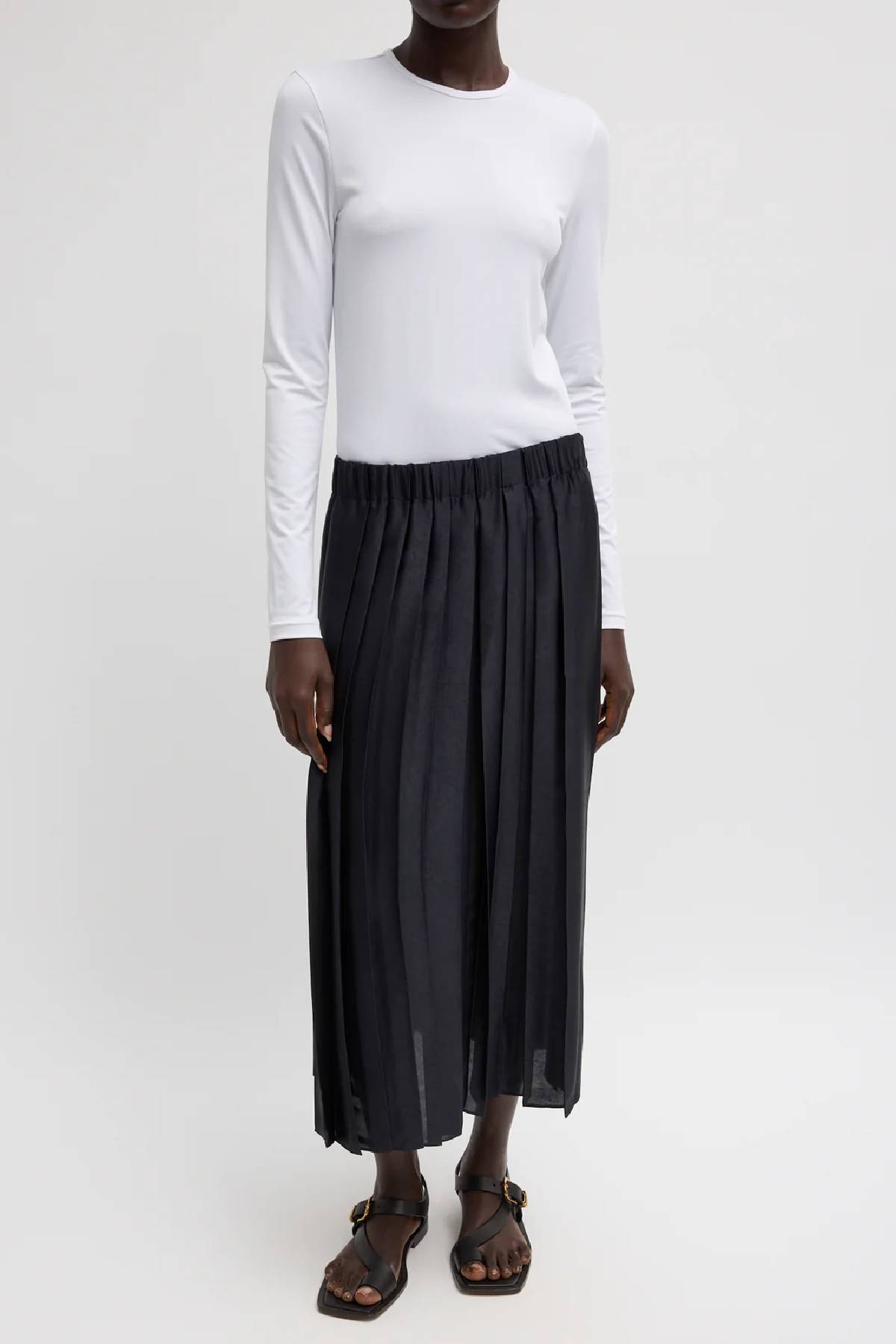 Tibi Feather Weight Pleated Pull On Skirt