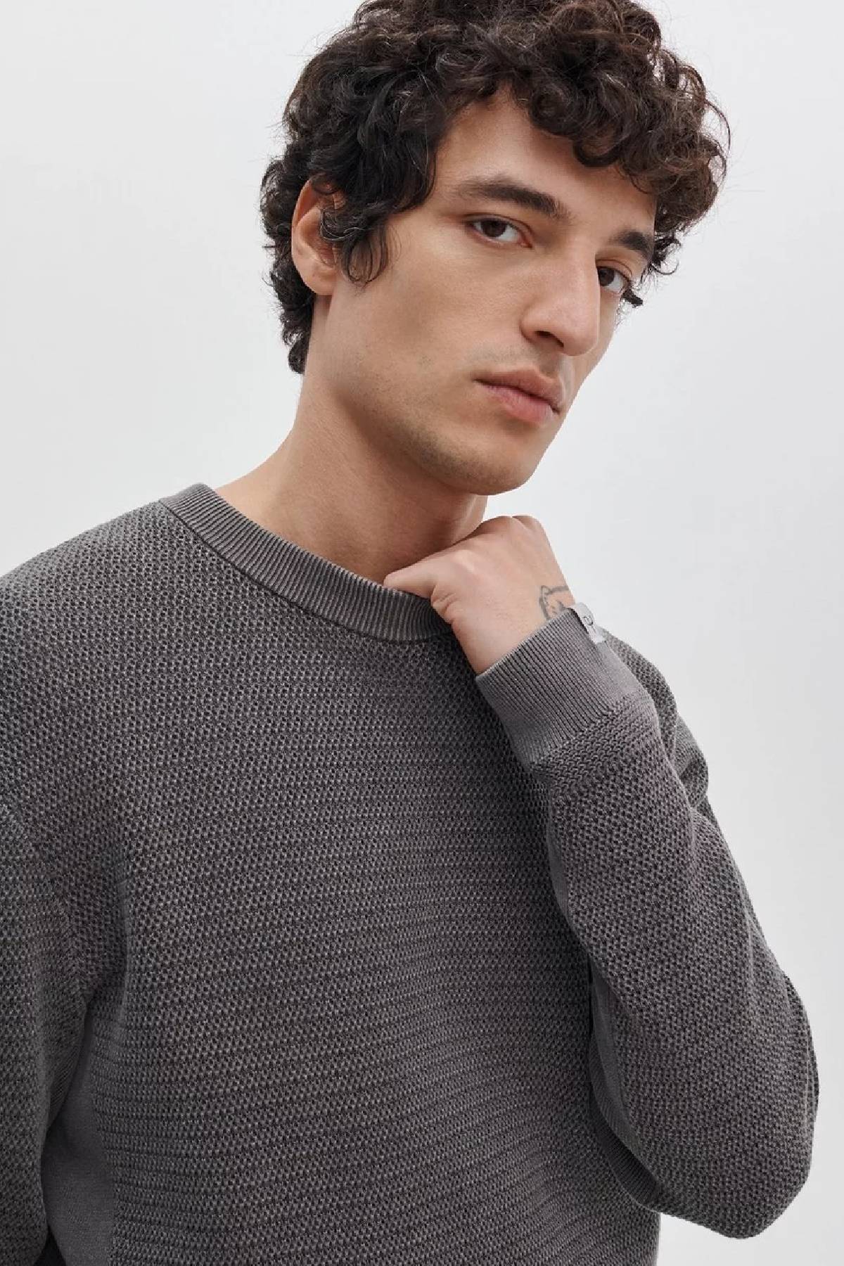 Rag & Bone Men's Caden Washed Crewneck Sweater - Charcoal Green