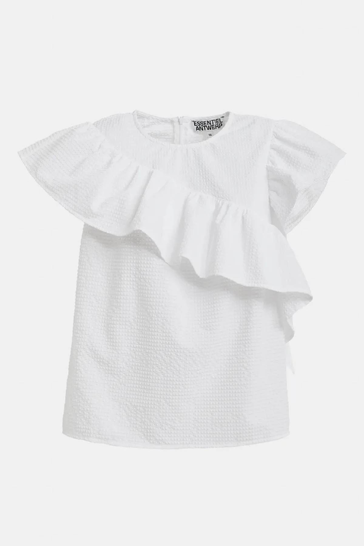 Essentiel Antwerp asymmetrical top with ruffle details