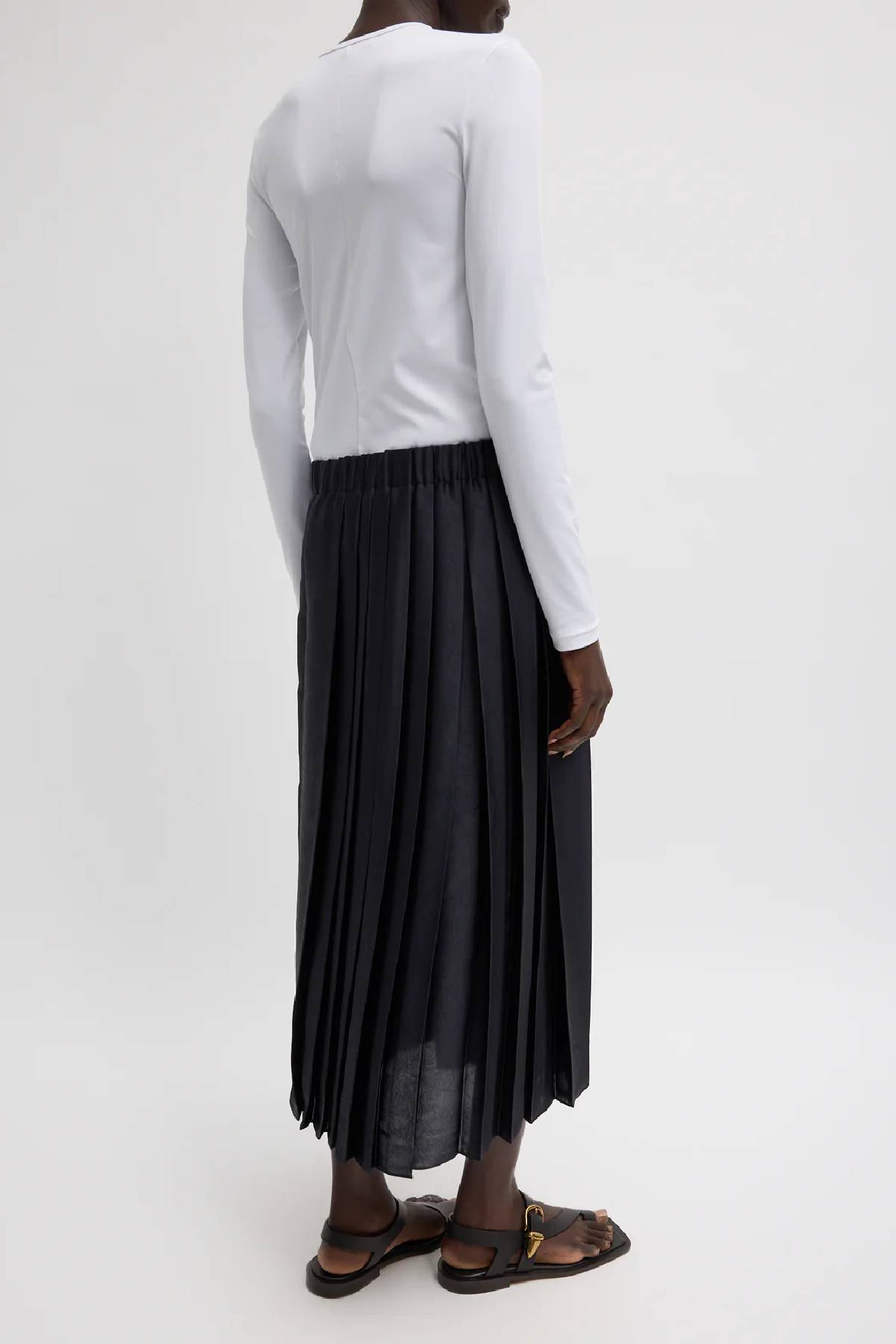 Tibi Feather Weight Pleated Pull On Skirt