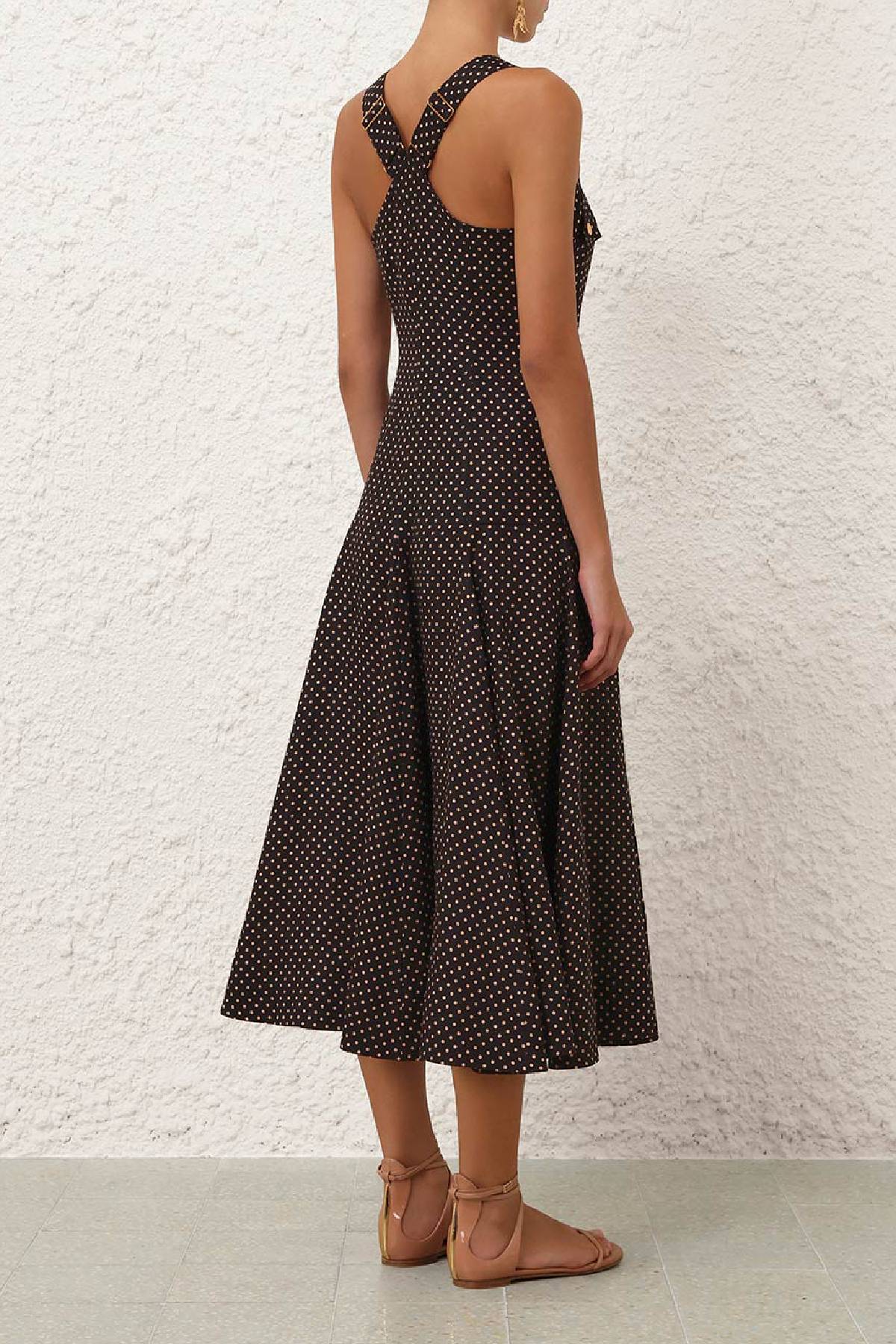 Zimmermann Luna Cargo Picnic Dress - Black Dot