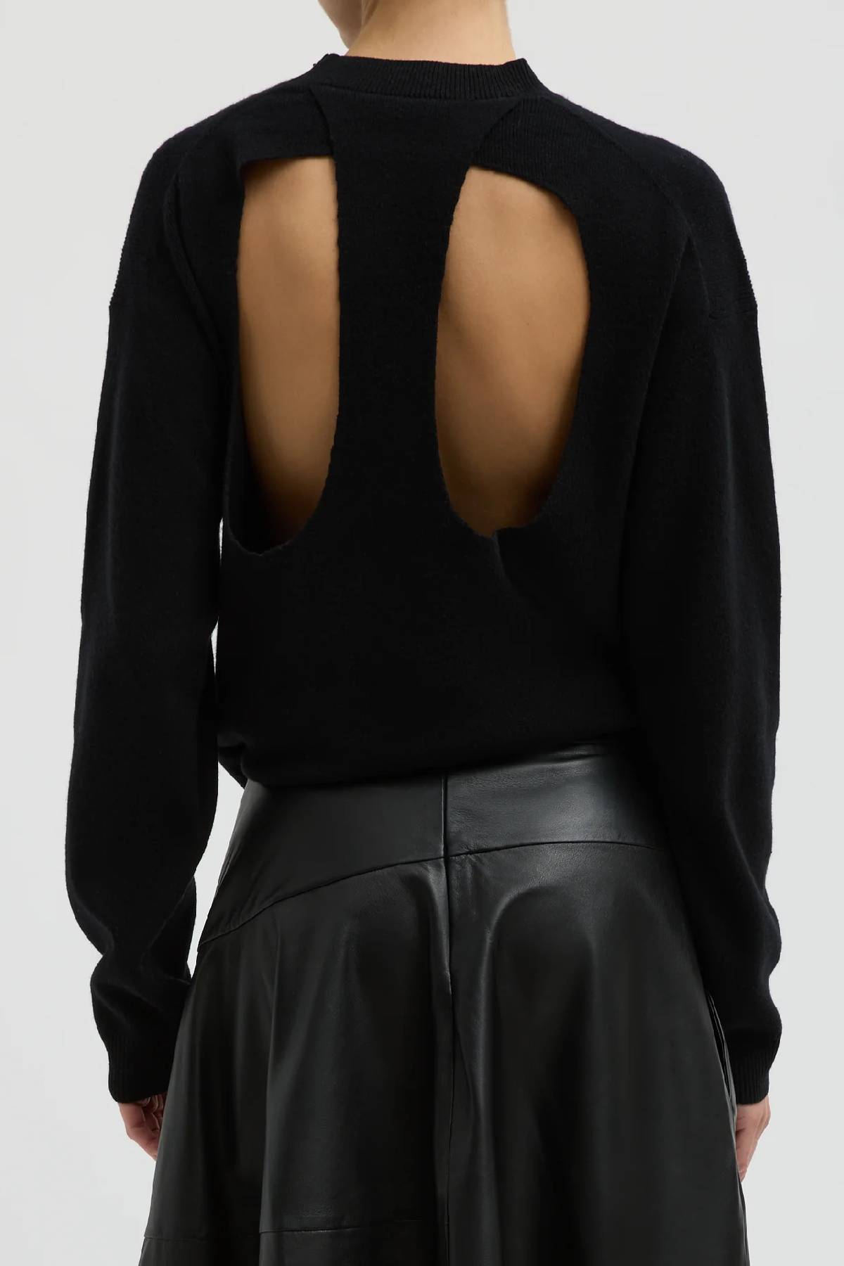 Tibi Anna Merino Wool Cut out Racerback Pullover