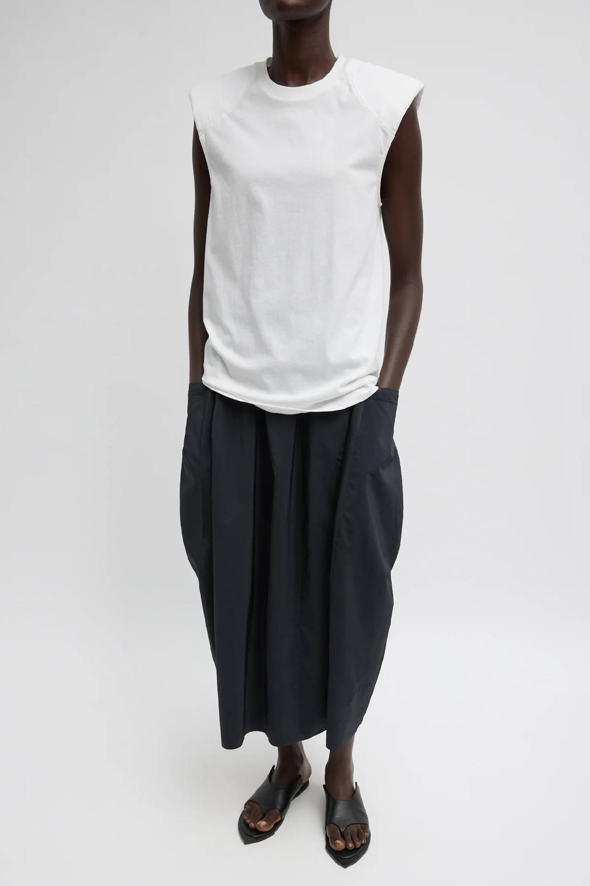 Tibi T-Shirt Program Padded Shoulder Sleeveless Top