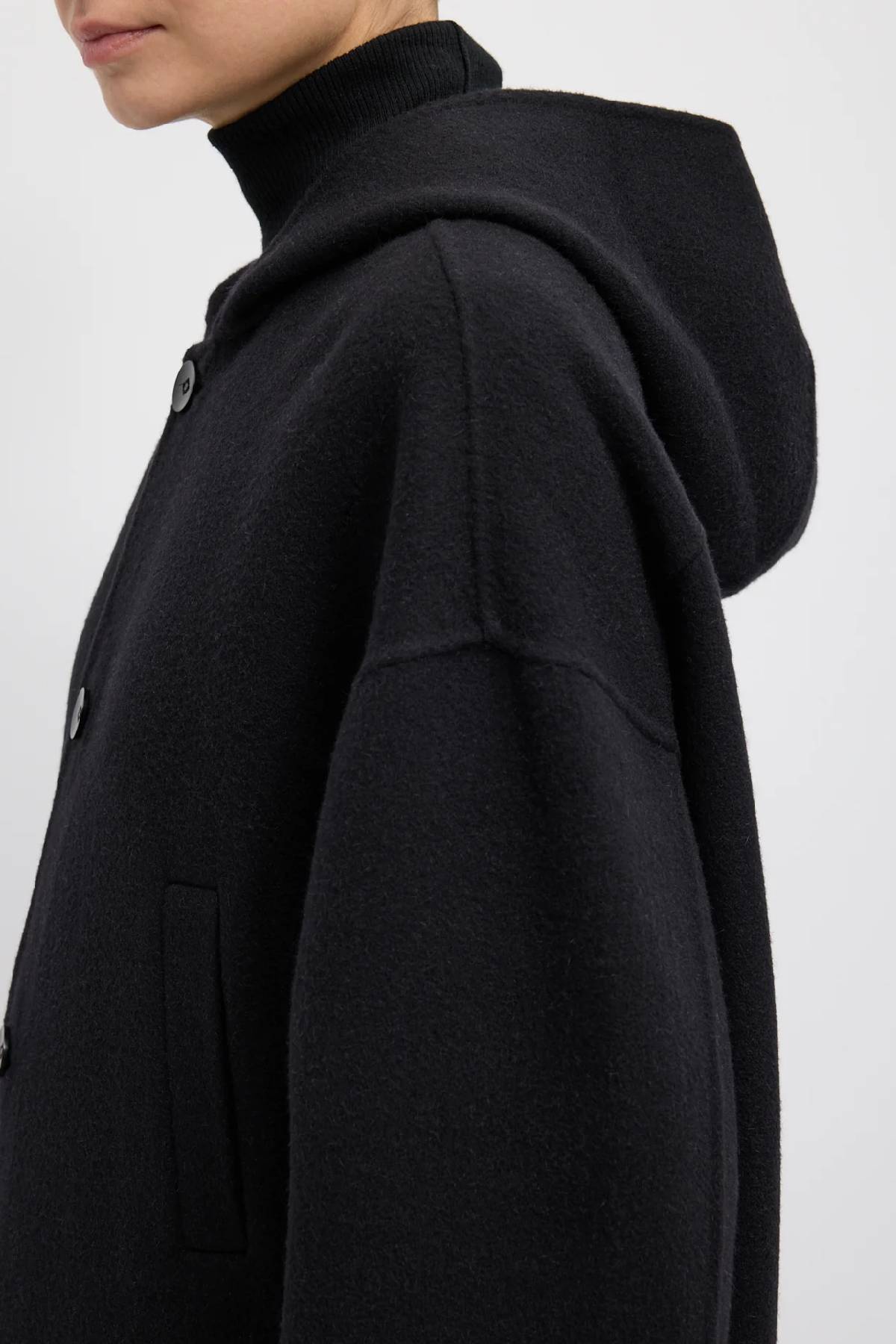 Tibi Luxe Double Faced Wool Angora Hooded Coat
