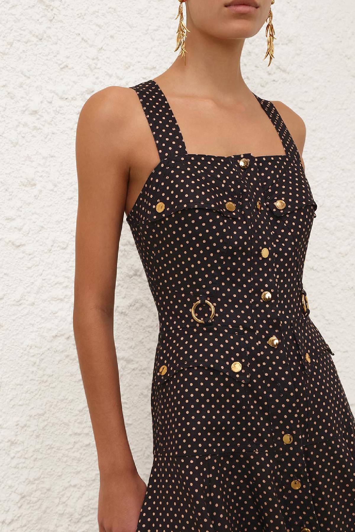 Zimmermann Luna Cargo Picnic Dress - Black Dot