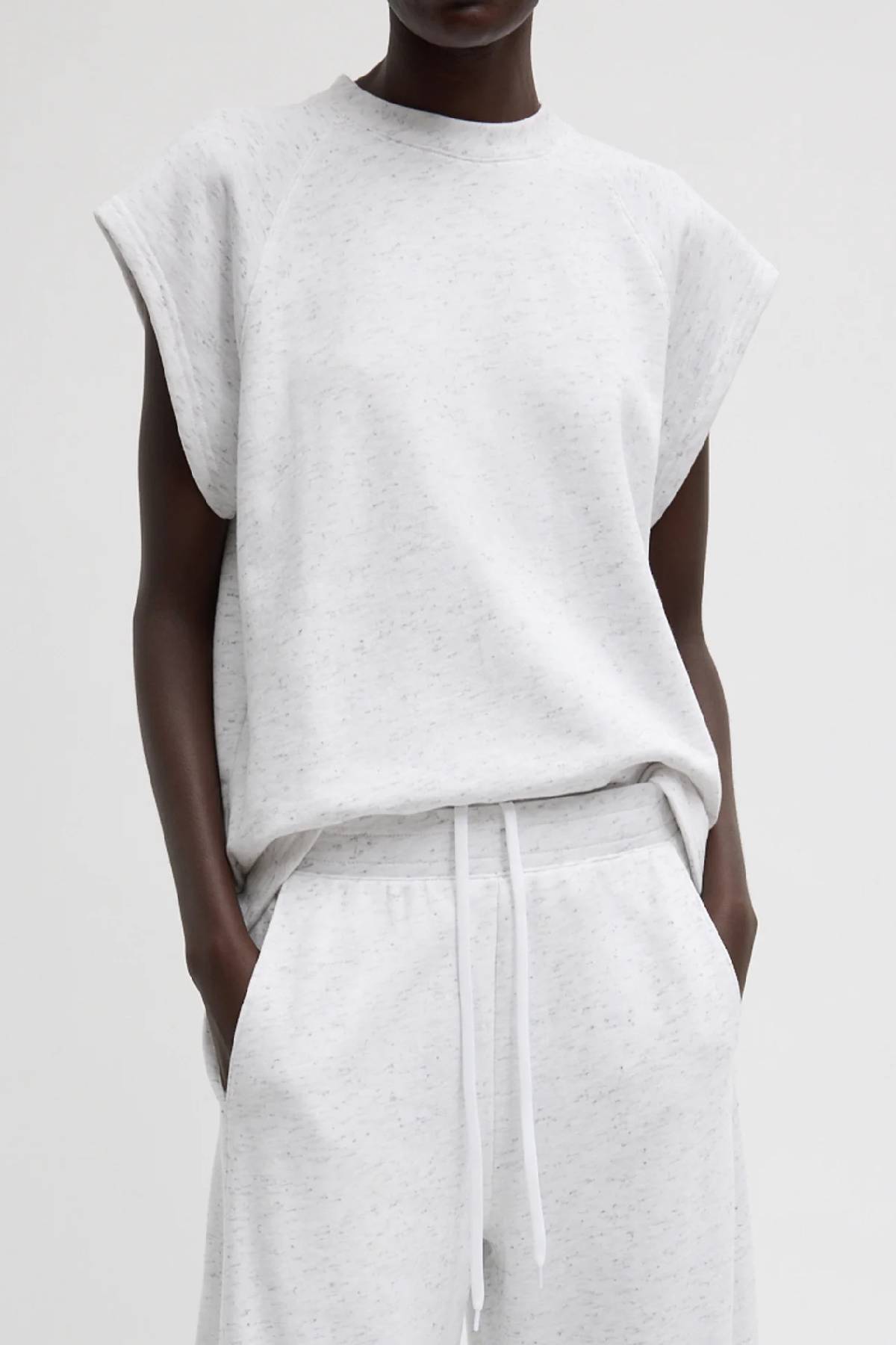 Tibi Spring Tweedy Sweatshirting Sleeveless Easy Top